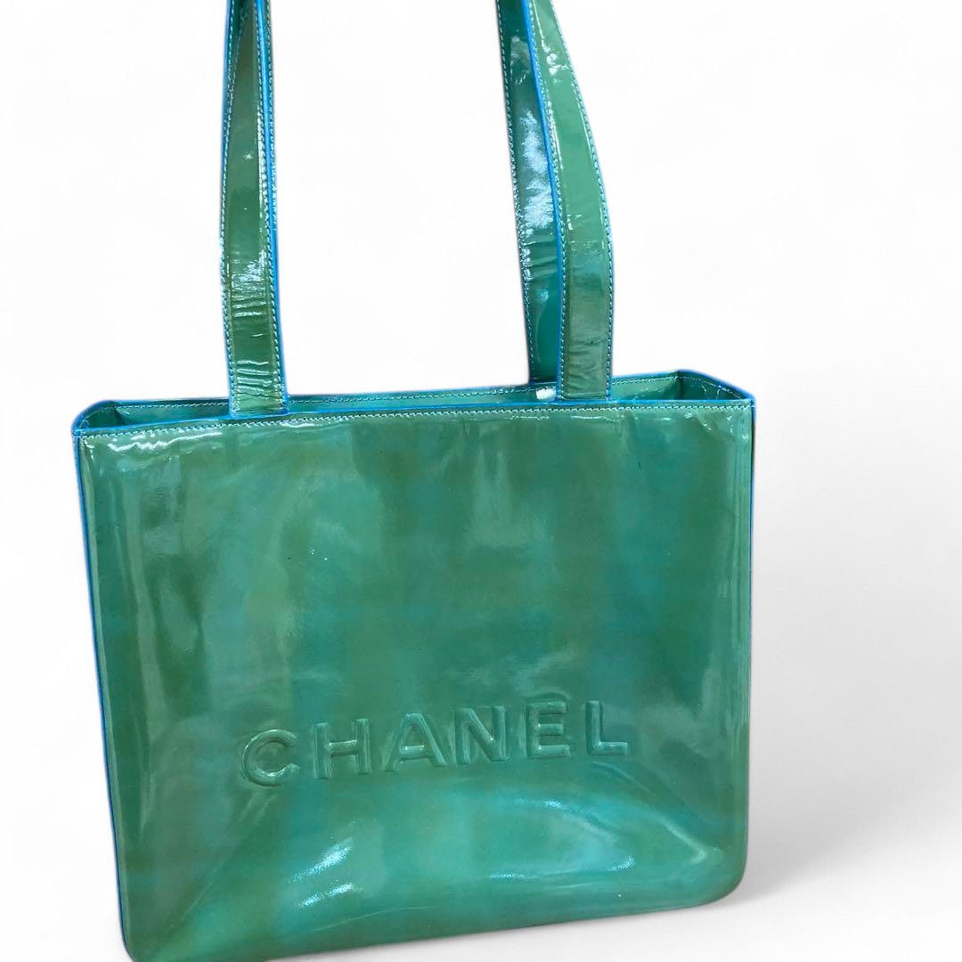 Chanel Chanel - Tote Logo Shoulder Bag Nylon Blue Greenish Size ONE SIZE - 3 Thumbnail