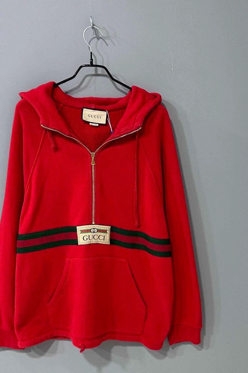 Gucci Gucci HalfZip Red Hoodie-2505 Size S / US 4 / IT 40 - 2 Thumbnail