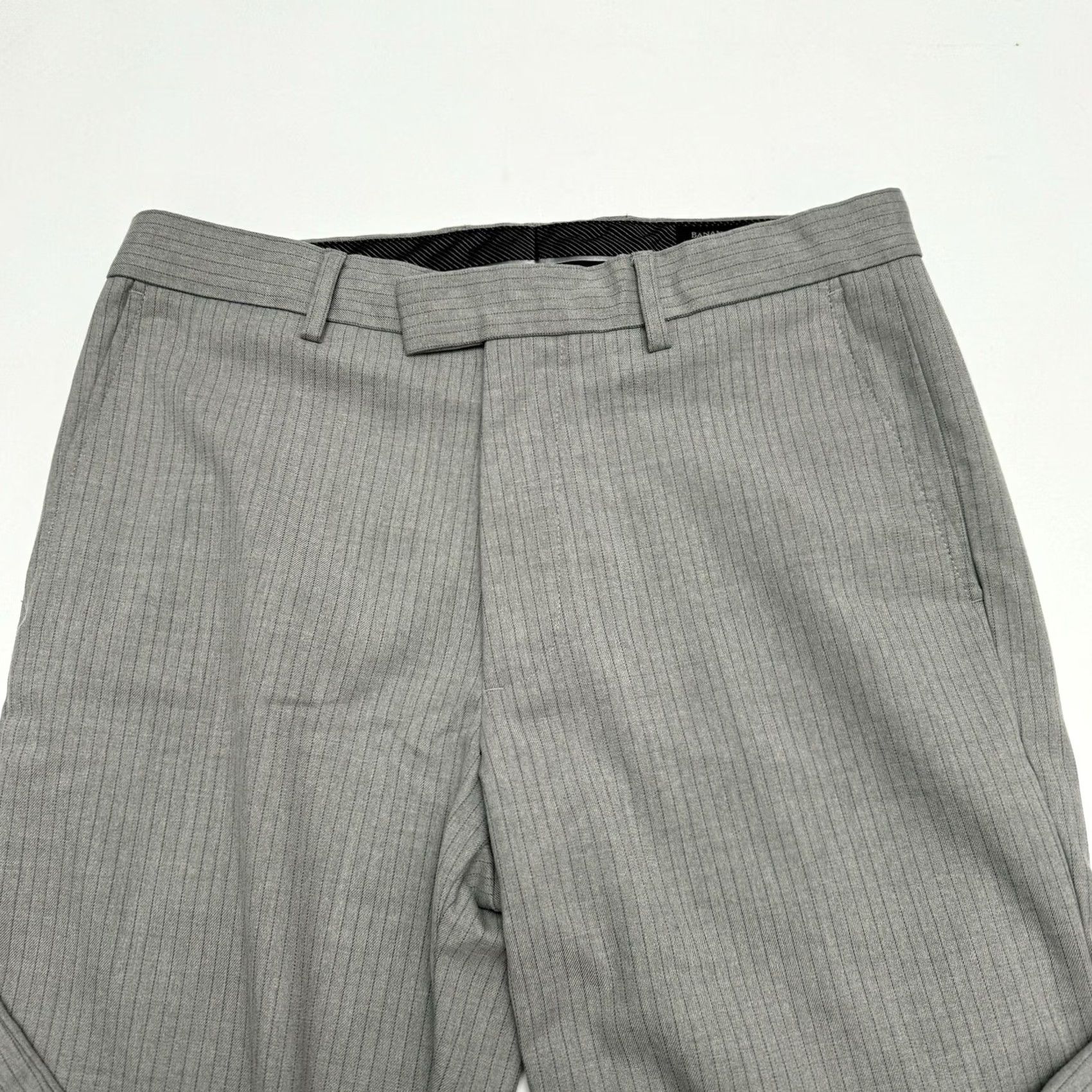 Banana Republic Banana Republic Men Slim Chino Pants 31x32 Gray Striped Straight Leg Casual Dress Pant Chinos Size US 31 - 3 Thumbnail