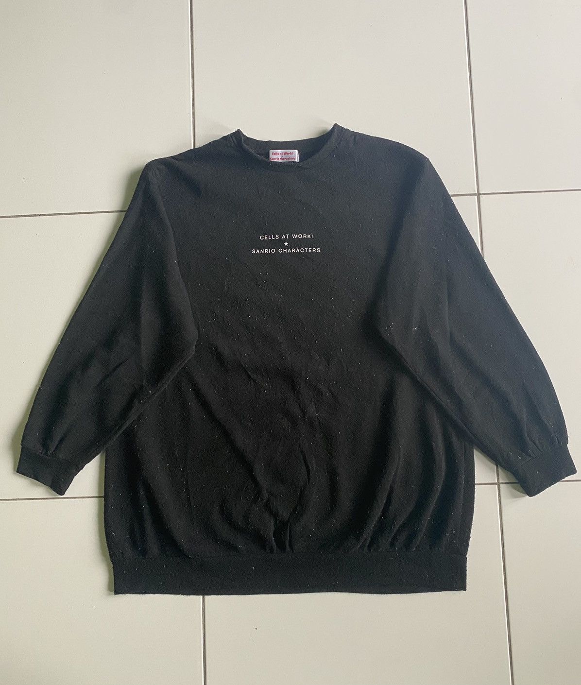 image of Anima Anime Series Cells At Work Sanrio Characters Sweatshirt in Black, Men's (Size Large)