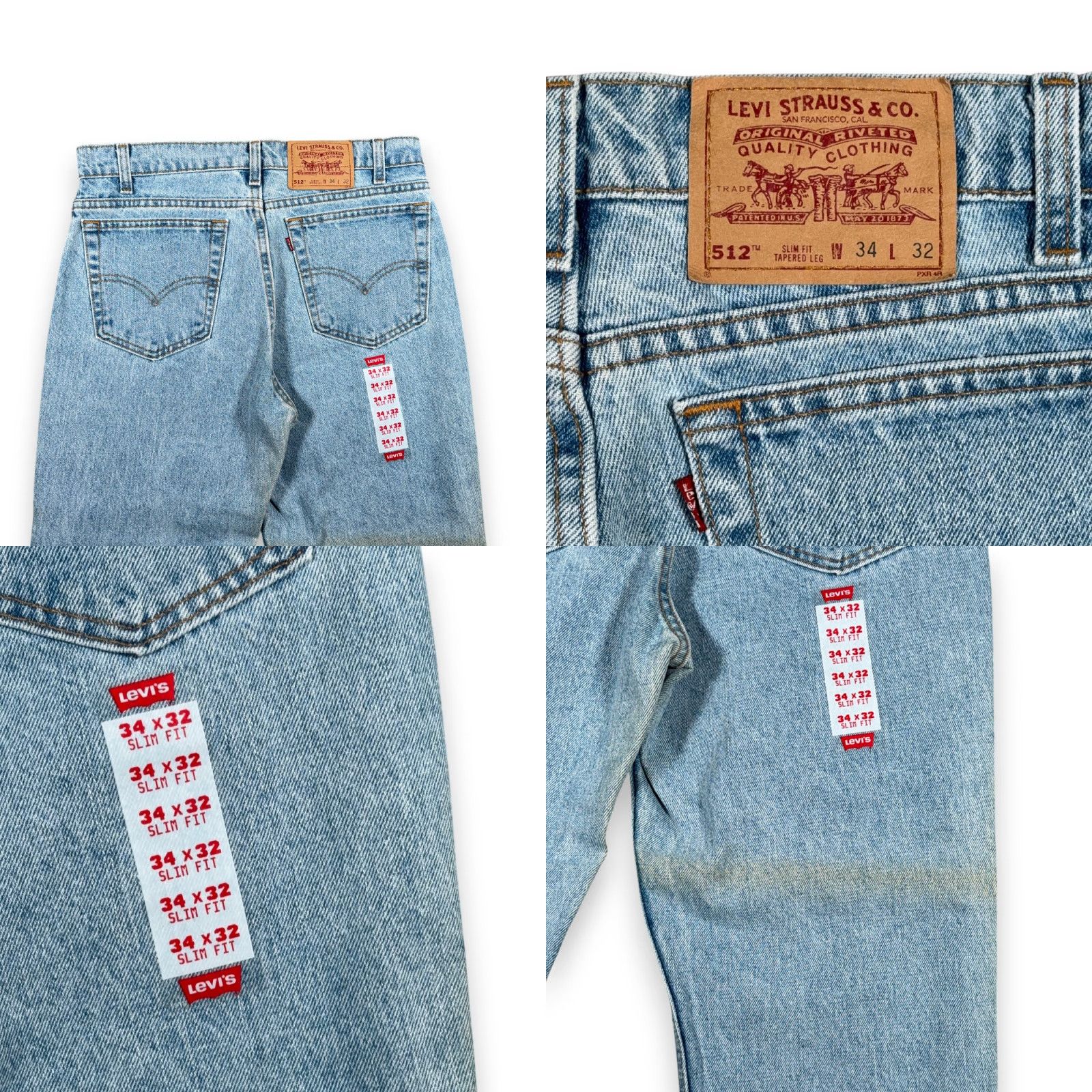 Levi's VINTAGE Levi's 512 Jeans Mens 32x32 Blue Light Wash Denim Deadsock USA 90s Slim Tapered 5-Pocket Mens Waist 32 Inseam 32 Size US 32 / EU 48 - 8 Thumbnail