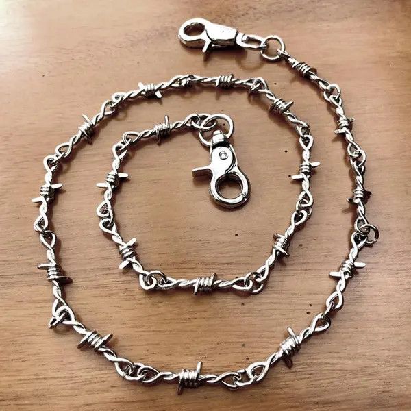 Jewelry Metal Knot Waist Wallet Chain, Barbed Wire Chain Size ONE SIZE - 1 Thumbnail