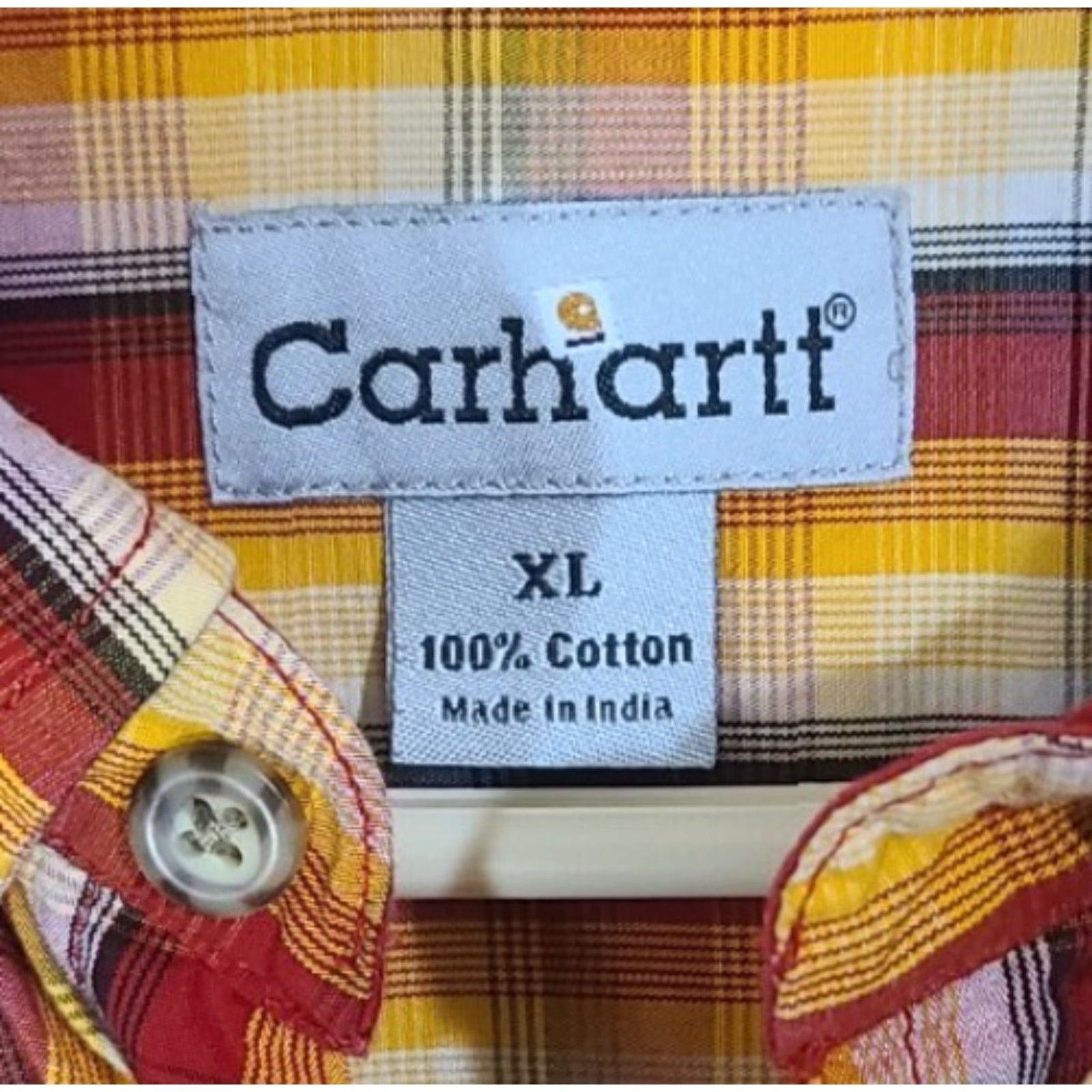 Carhartt Carhartt Shirt Mens XL Plaid Long Sleeve Button Pocket XLarge Cotton Yellow Size US XL / EU 56 / 4 - 3 Thumbnail