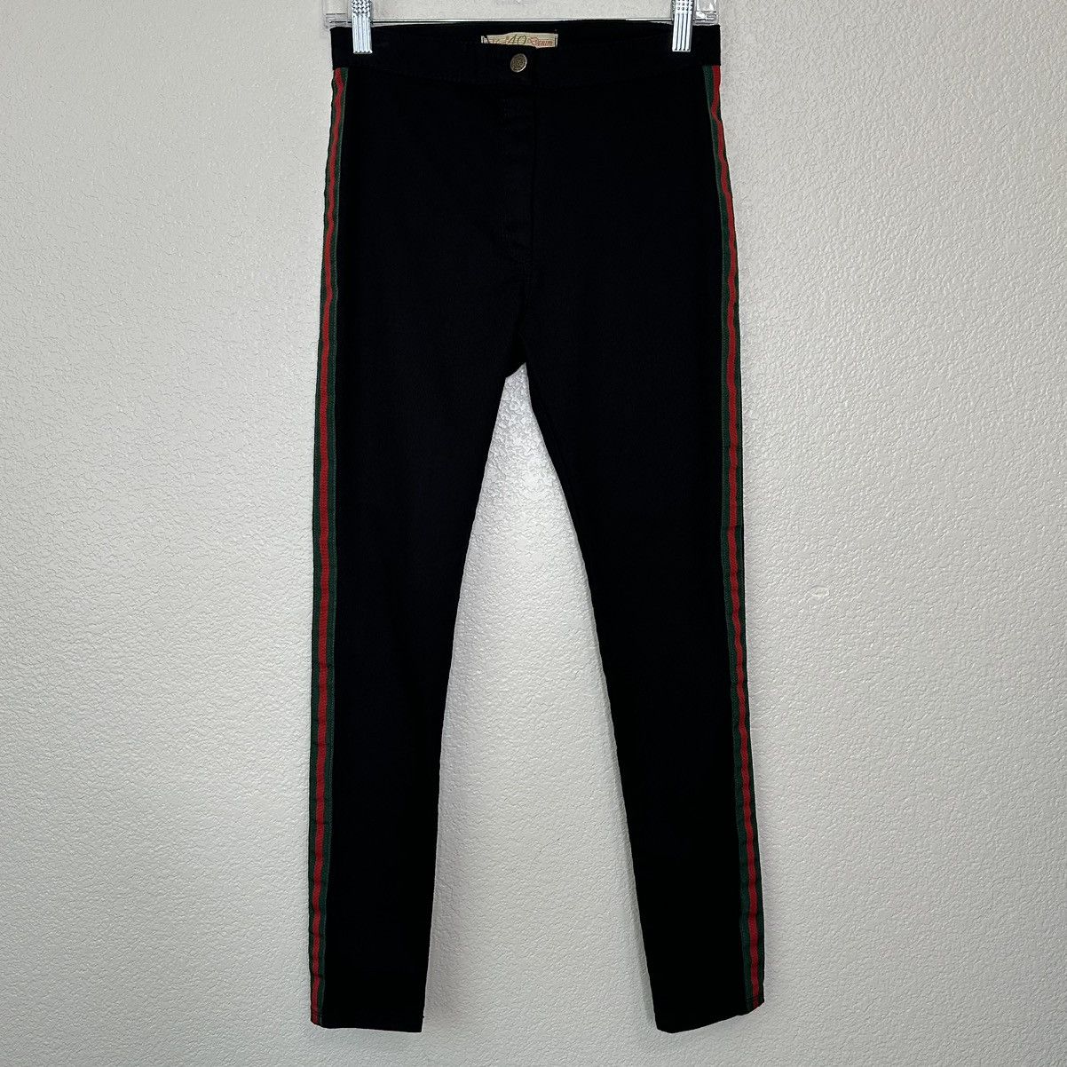 Other Messi Denim Black Side Striped Stretch Skinny Pants, Sz 4 Size 27" / US 4 / IT 40 - 2 Thumbnail