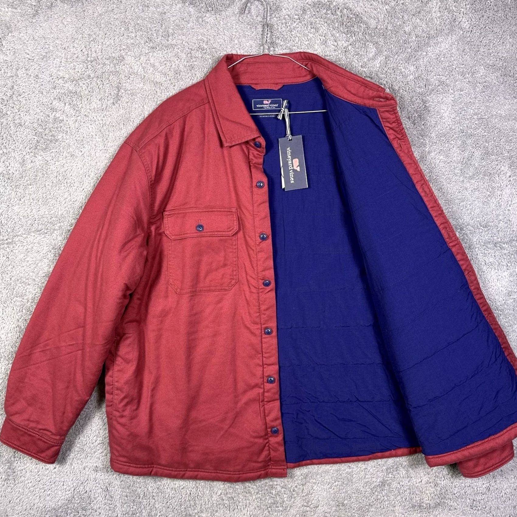 Vineyard Vines Vineyard Vines Jacket Mens 2XL Slopeside Overshirt Flannel Shacket - Red - Cotton - Mid-Length Size US XXL / EU 58 / 5 - 2 Thumbnail