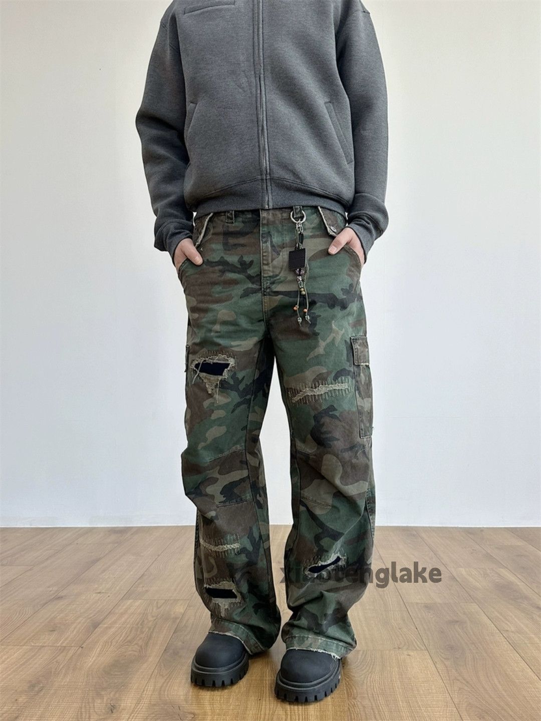 Designer × Japanese Brand × Vintage Utility skate hiphop camo cargo damaged work pants Size US 36 / EU 52 - 2 Thumbnail