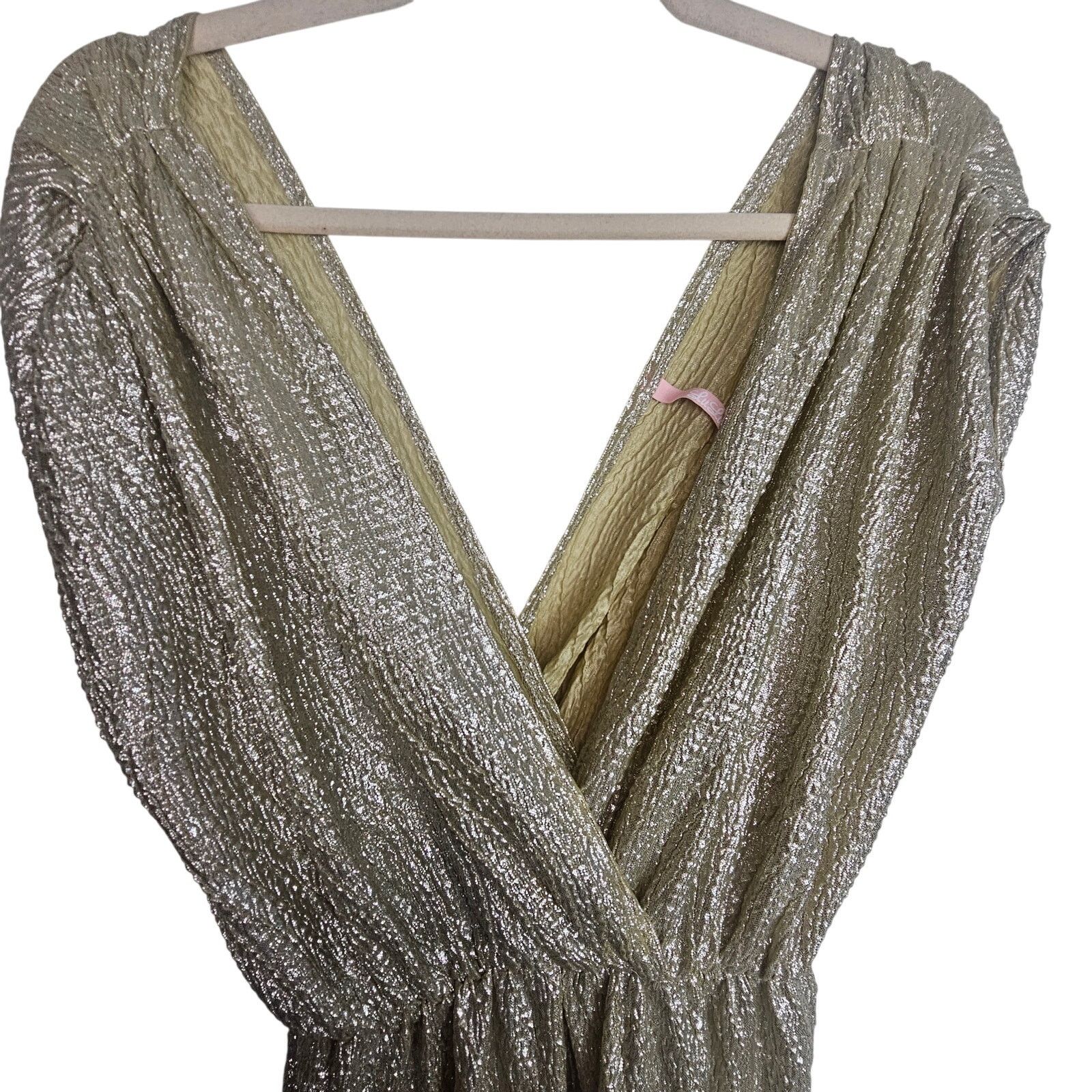 Lulus Lulus Womens All That Shimmers Maxi Dress Sz S Gold Wedding Size S / US 4 / IT 40 - 3 Thumbnail