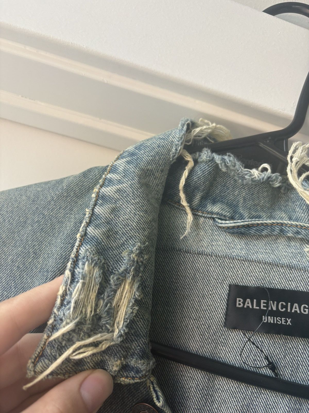 Balenciaga Balenciaga Destroyed Denim Jacket Size US XXL / EU 58 / 5 - 5 Thumbnail
