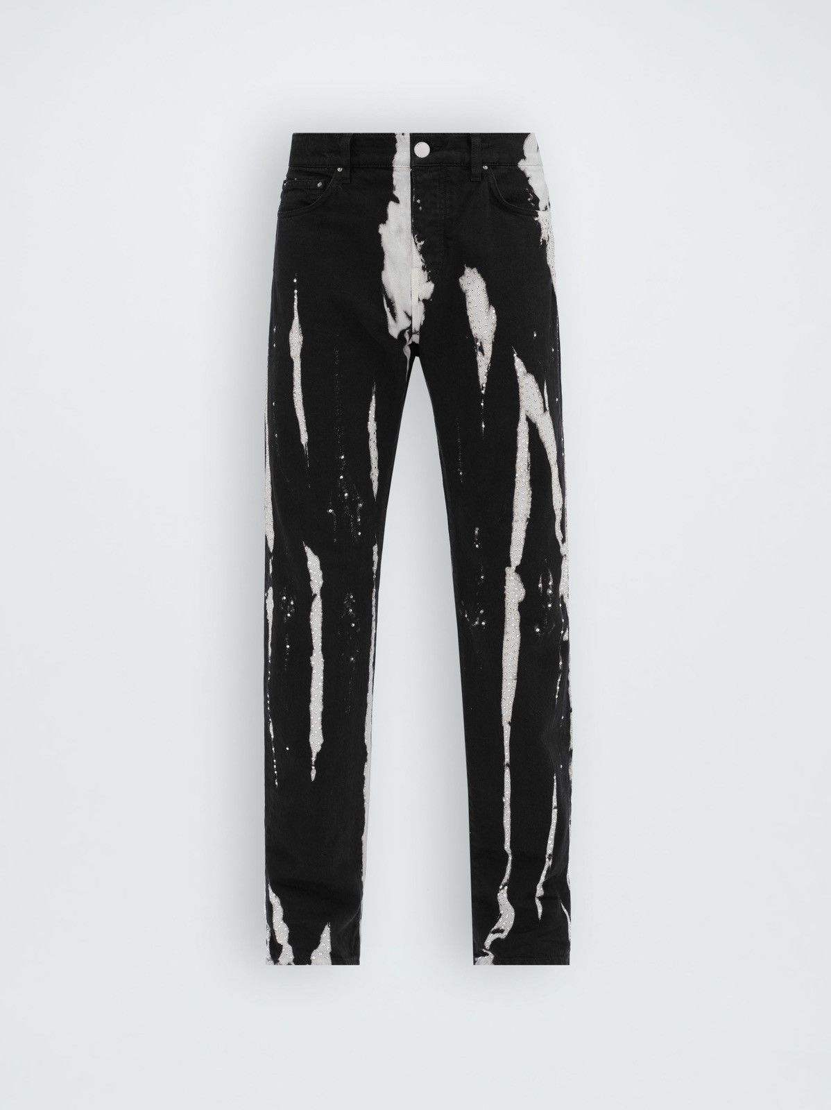 Amiri AMIRI CRYSTAL BLEACHED DYE STRAIGHT LEG EMBELLISHED JEAN Size US 30 / EU 46 - 1 Thumbnail