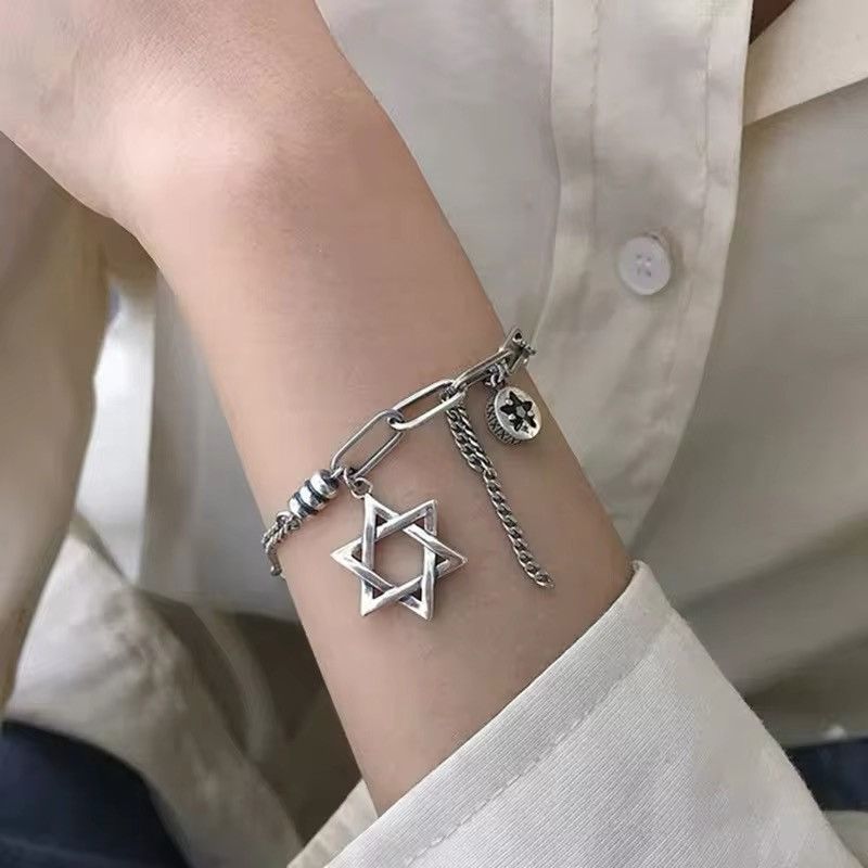 Jewelry Pentagram Thick Chain Bracelets Size ONE SIZE - 1 Thumbnail