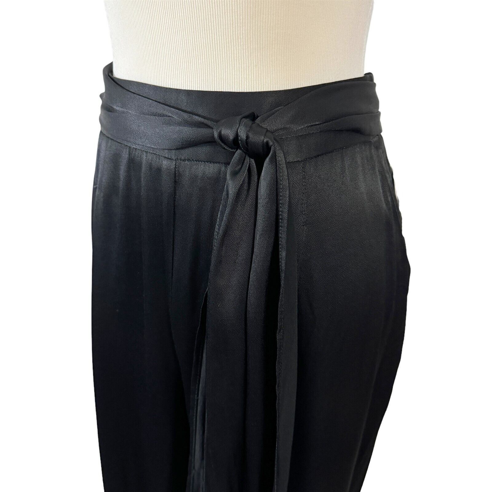 Anthropologie Anthropologie Ett:Twa Black Satin Dress Pants Size 10 Tie Wa Size 32" / US 10 / IT 46 - 4 Thumbnail