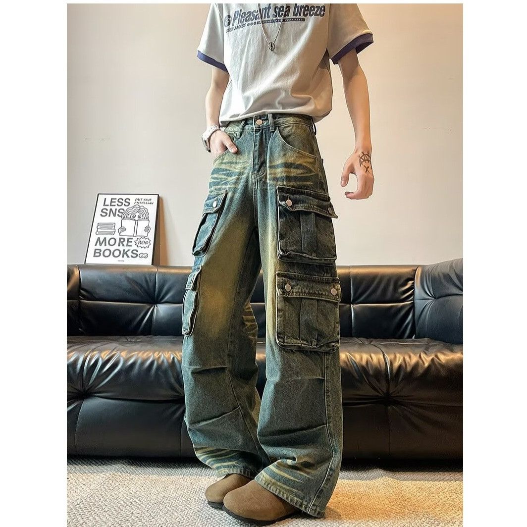 Japanese Brand × Vintage Vintage washed multi-pocket jeans men's loose wide-leg pants Size US 32 / EU 48 - 2 Thumbnail