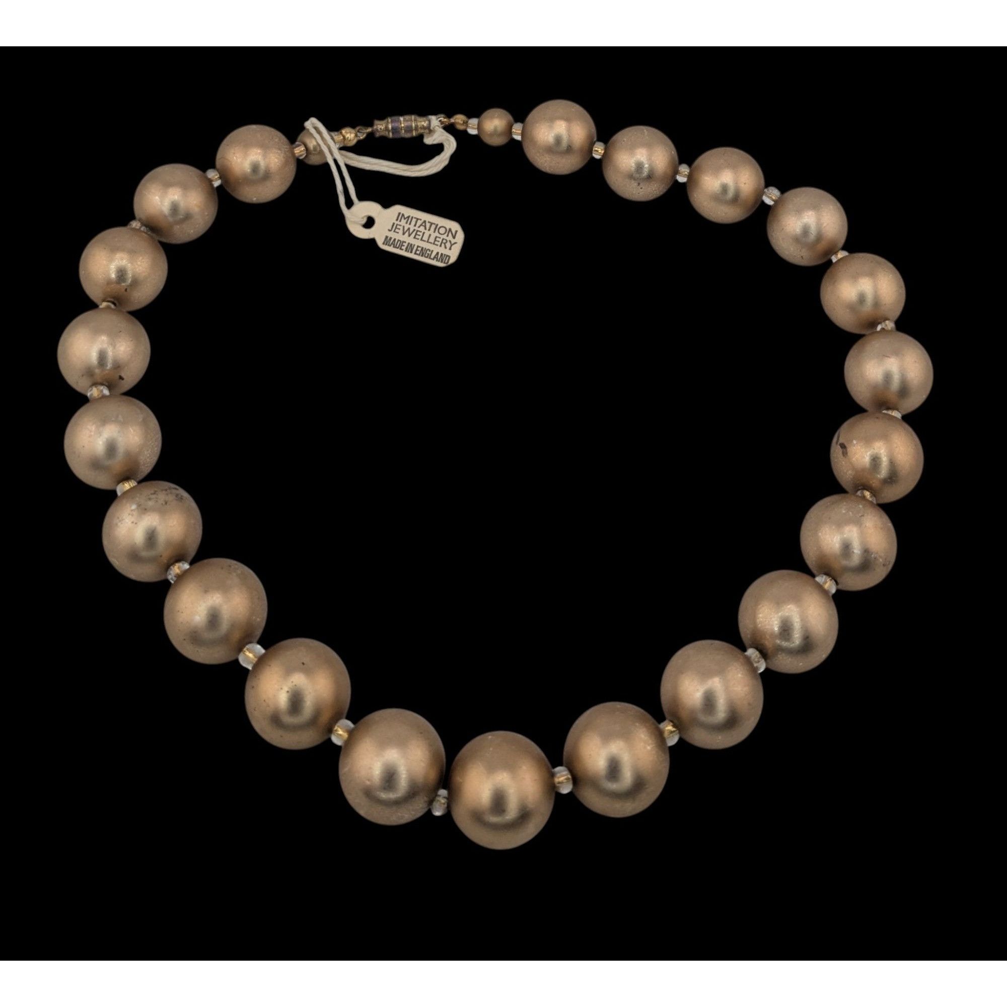 Other Vintage Glam Gold-Tone Beaded Necklace With Barrel Clasp Mad Size ONE SIZE - 3 Thumbnail