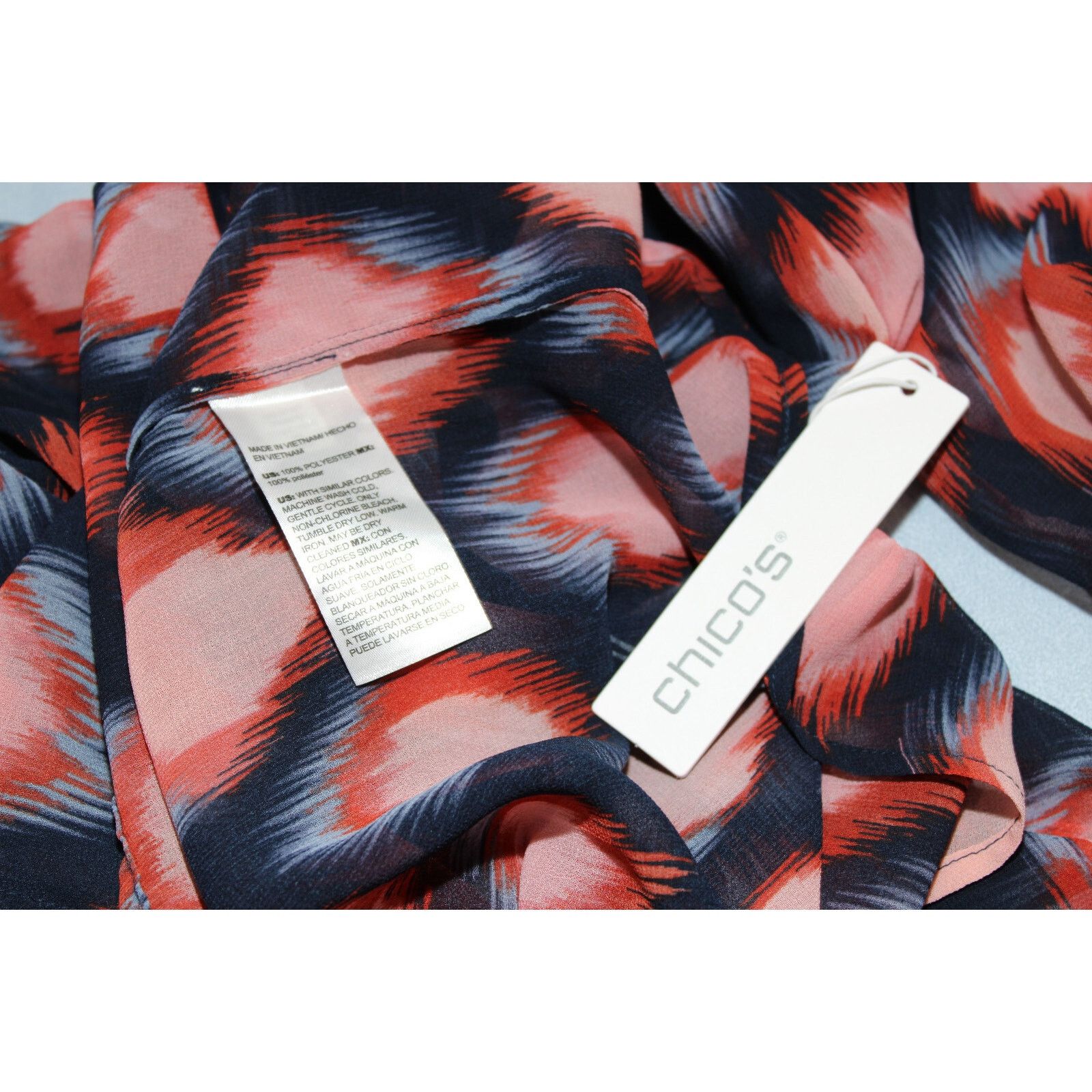 Chicos CHICO'S Jacquard Ikat Blouse Colorfull Top Sz 3 US 16/18 $98 Size XXL / US 16-18 / IT 52-54 - 6 Thumbnail