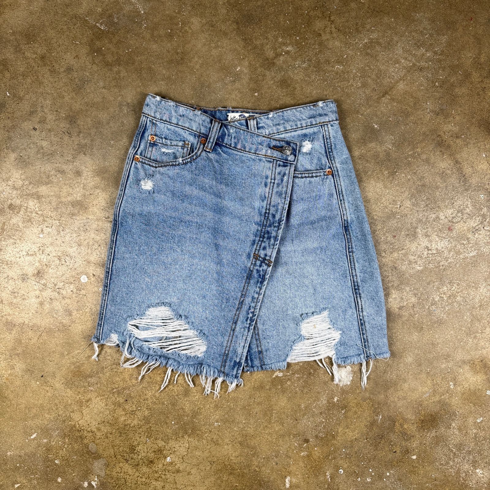 Free People Free People Parker Wrap Mini Skirt Women’s 25 Distressed Size 25" / US 0 / IT 36 - 1 Thumbnail