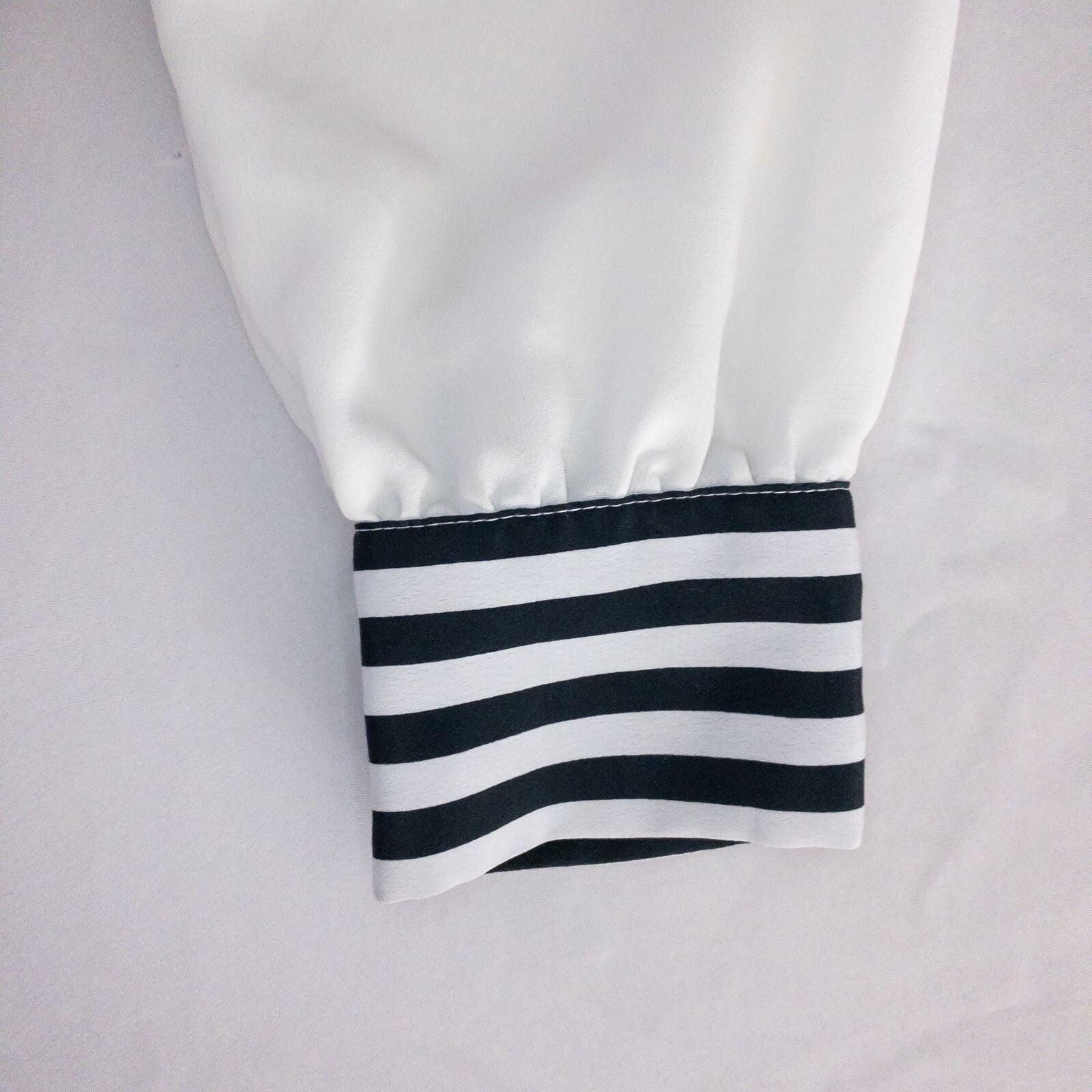 Other Leslie Fay Vintage White Striped Blouse Womens 12 Large Size XL / US 12-14 / IT 48-50 - 6 Thumbnail