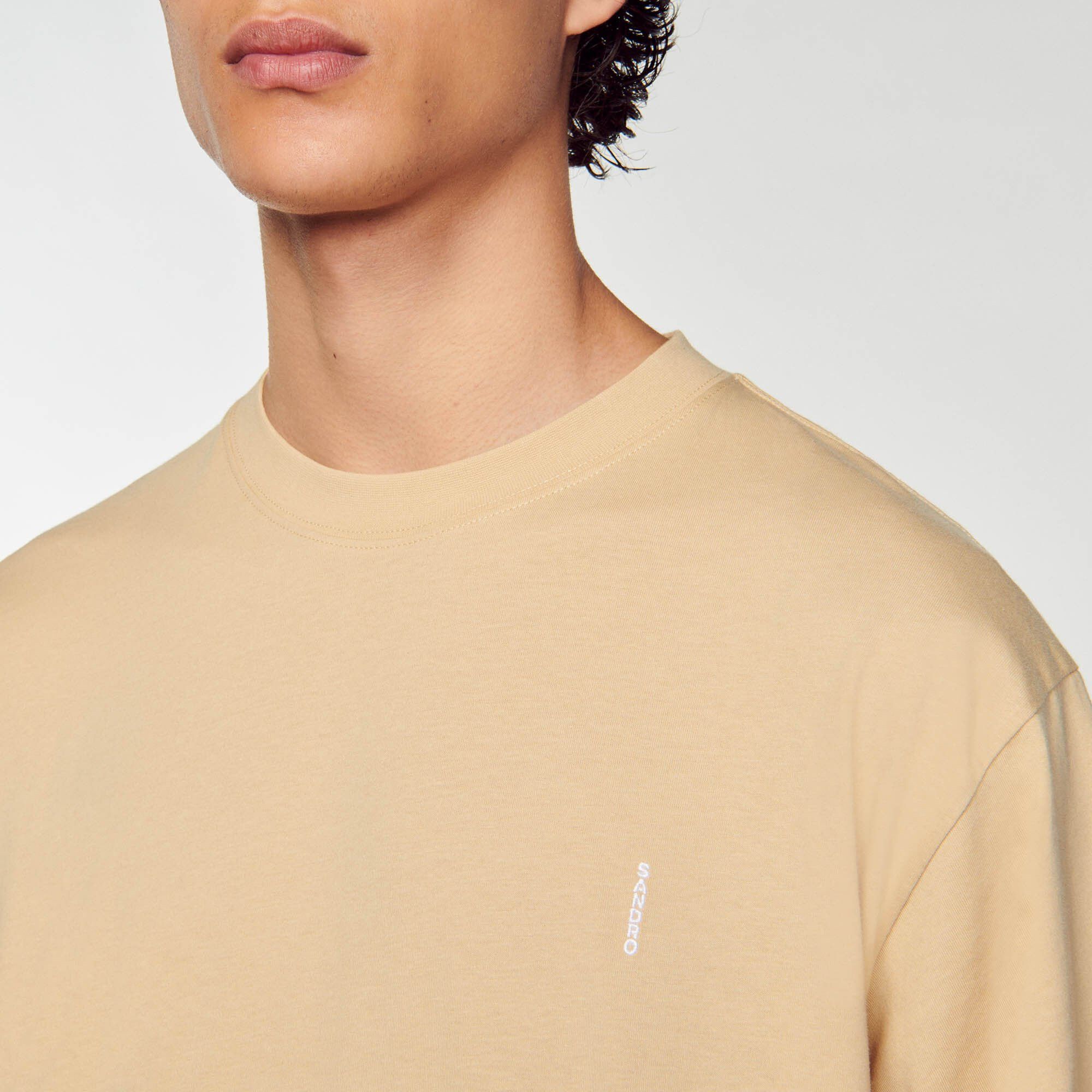 Sandro Thom Men Unisex Moonbeam Beige T-Shirt Cotton Modal Size M Size US M / EU 48-50 / 2 - 7 Thumbnail