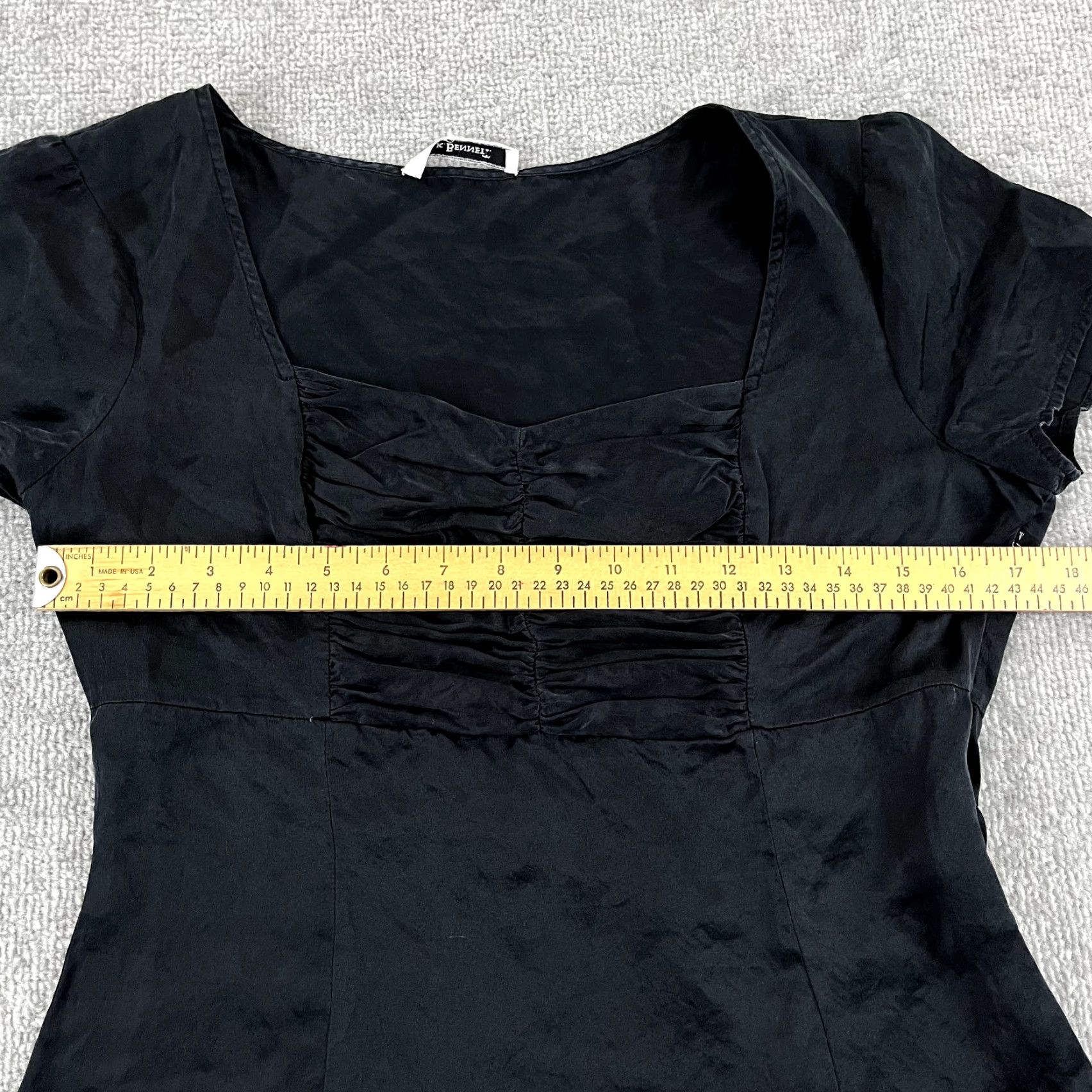 Vintage LK BENNETT Top Womens US 6/8 UK 10/12 Black Silk Blouse Sheer Square Neck Size M / US 6-8 / IT 42-44 - 6 Thumbnail