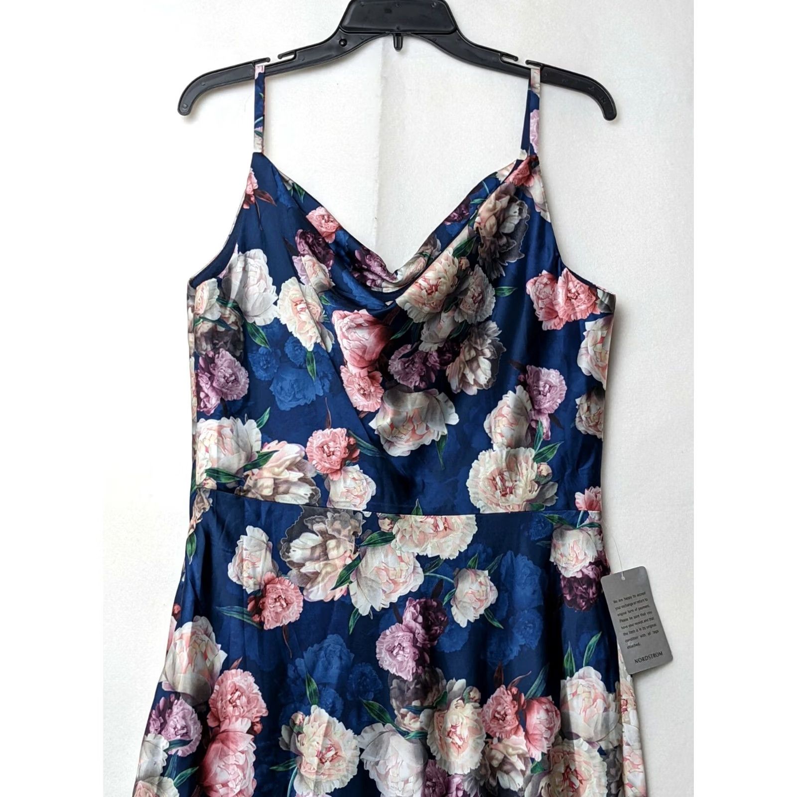 Vintage Chi Chi London Women's Midi Cami Floral Rose Print Dress Sz UK 10 US 6 Blue Sleeveless A-Line Casual Size M / US 6-8 / IT 42-44 - 7 Thumbnail