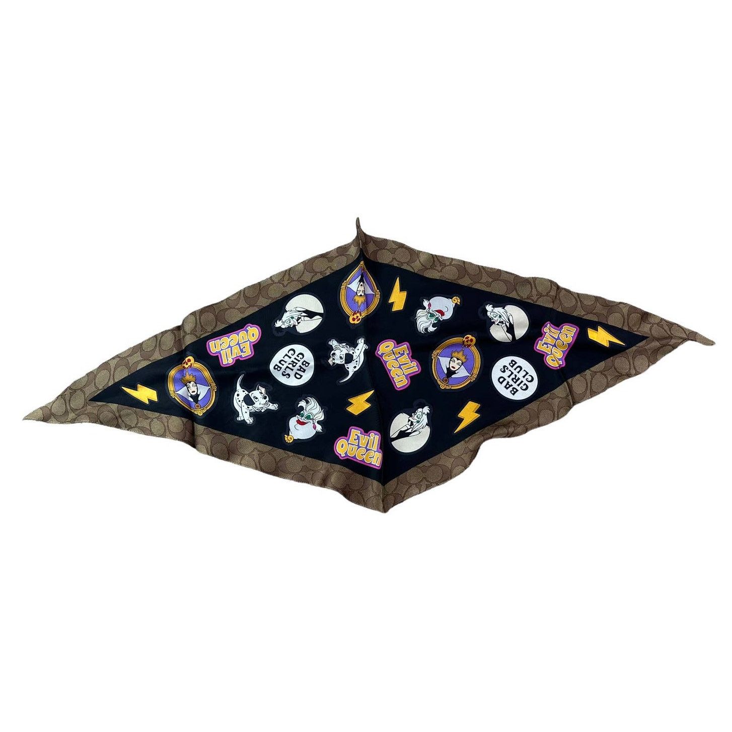 Coach Coach Disney Signature Villains Print Silk Diamond Scarf Size ONE SIZE - 1 Thumbnail