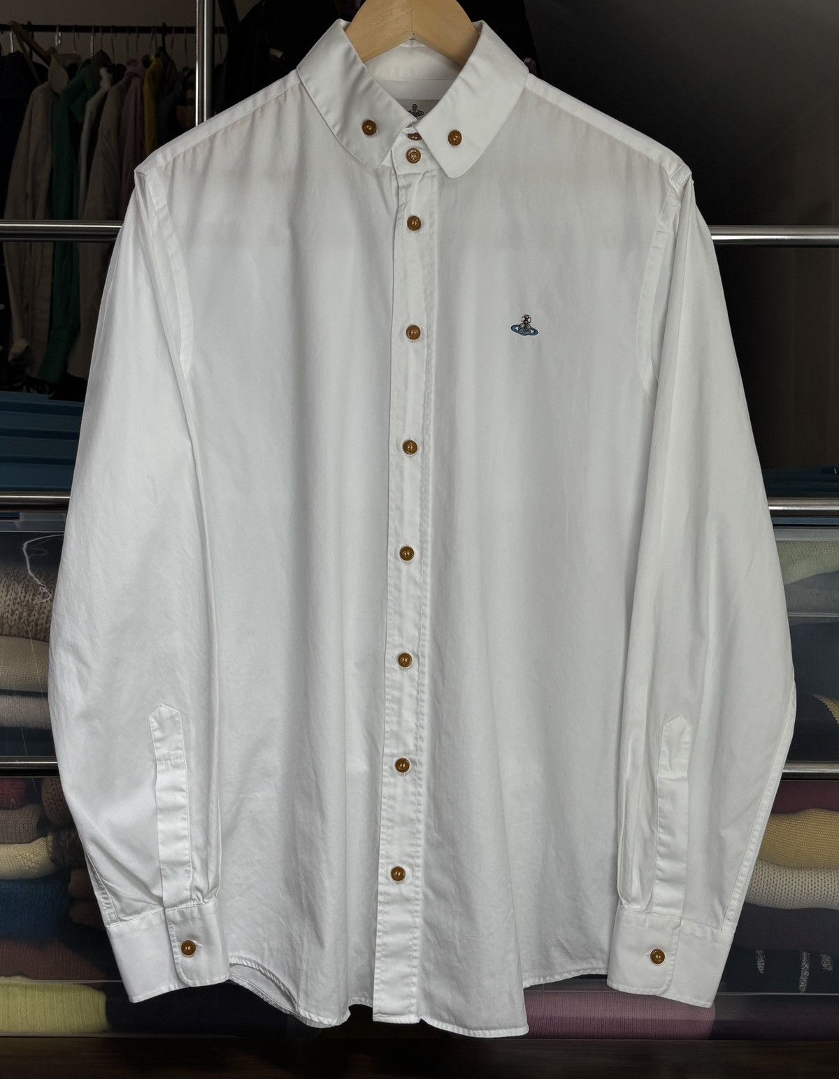 Vivienne Westwood Vivienne Westwood Orb Logo Classic Button Up White Shirt Size US L / EU 52-54 / 3 - 1 Thumbnail