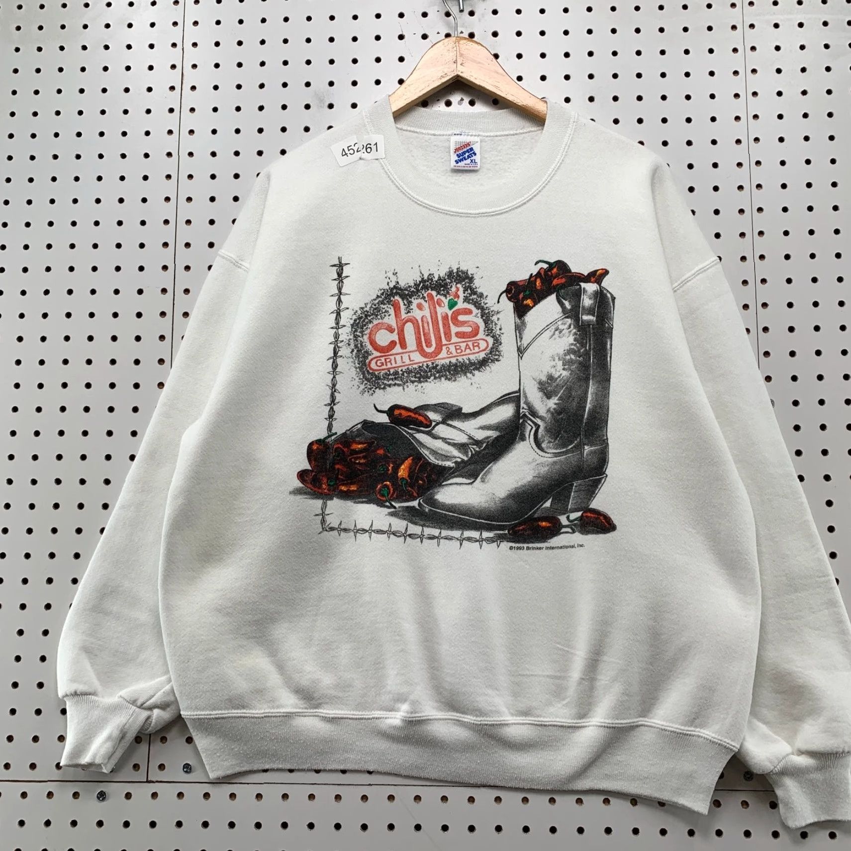 Jerzees VINTAGE Jerzees Sweatshirt Mens XL White Bar Grill Cowboy Boot 90s Made USA Size US XL / EU 56 / 4 - 2 Thumbnail