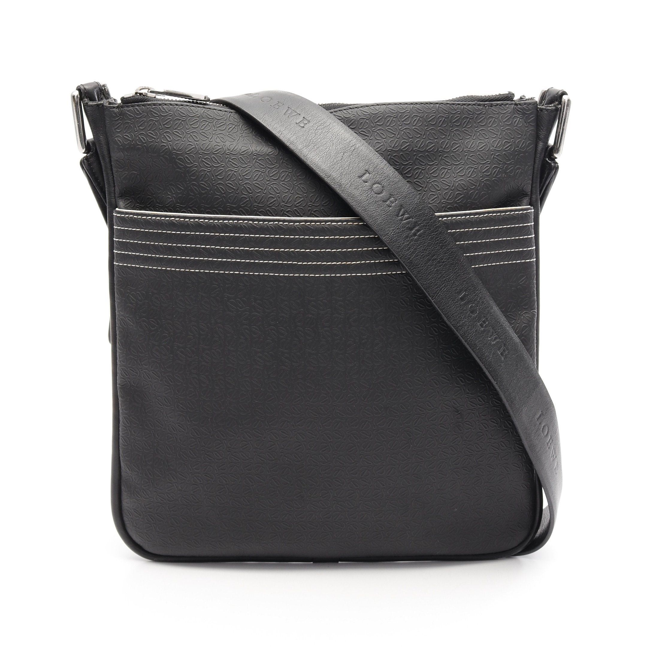 Loewe Loewe Repeat Anagram Shoulder Bag Leather Black Size ONE SIZE - 1 Thumbnail