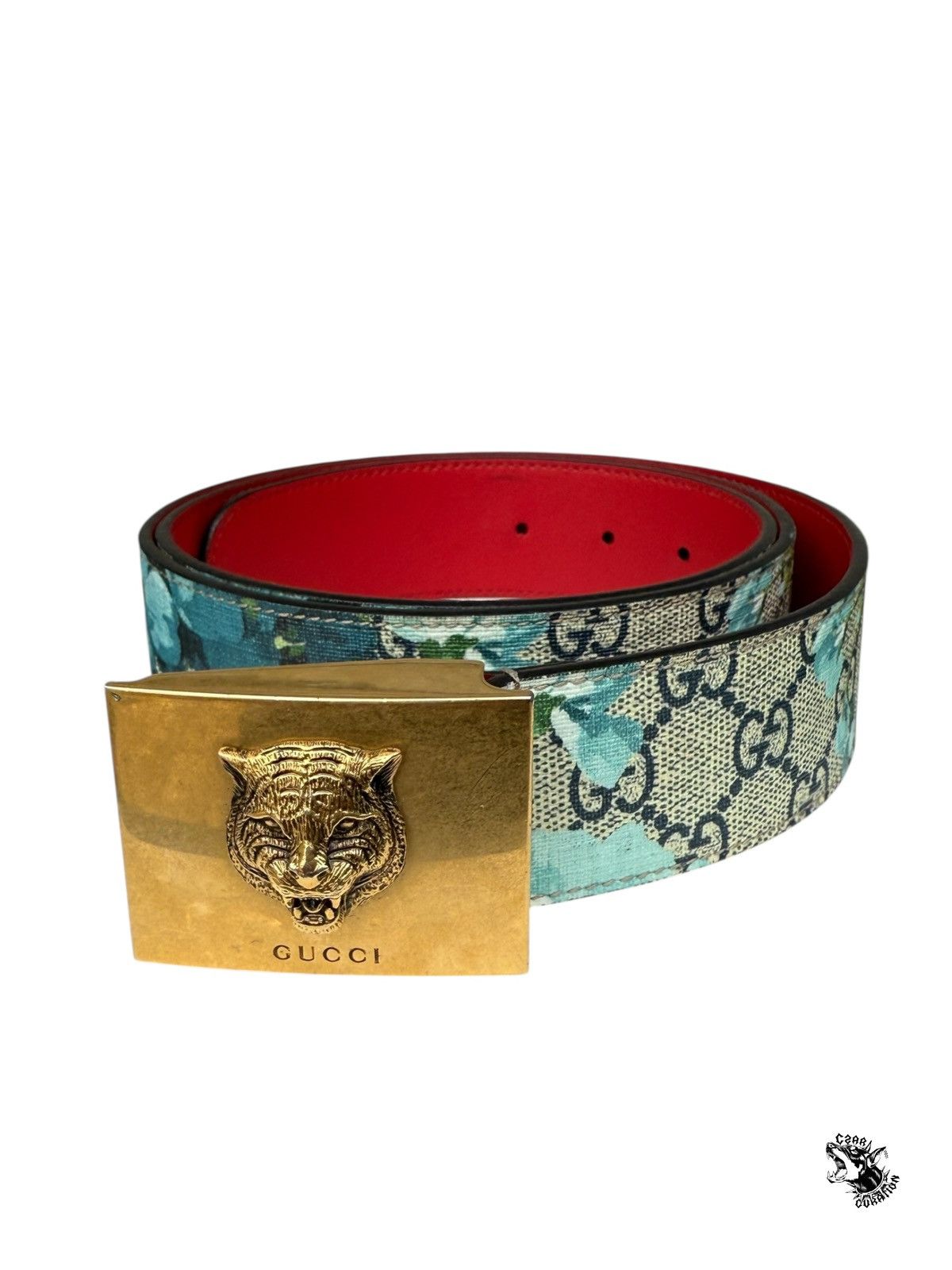GUCCI Blooms Print Coated Canvas Belt Feline Gucci GG Supreme Monogram Blooms Print Belt in Pink – Gavriel.us main image 4