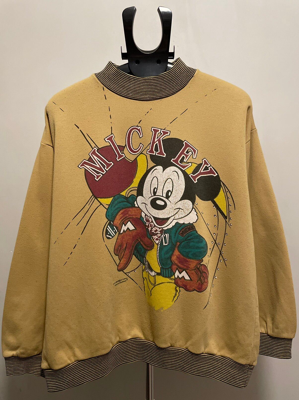 Pre-owned Disney X Mickey Mouse Vintage Baggy 90's Mickey Mouse Sweatshirt In Mustard