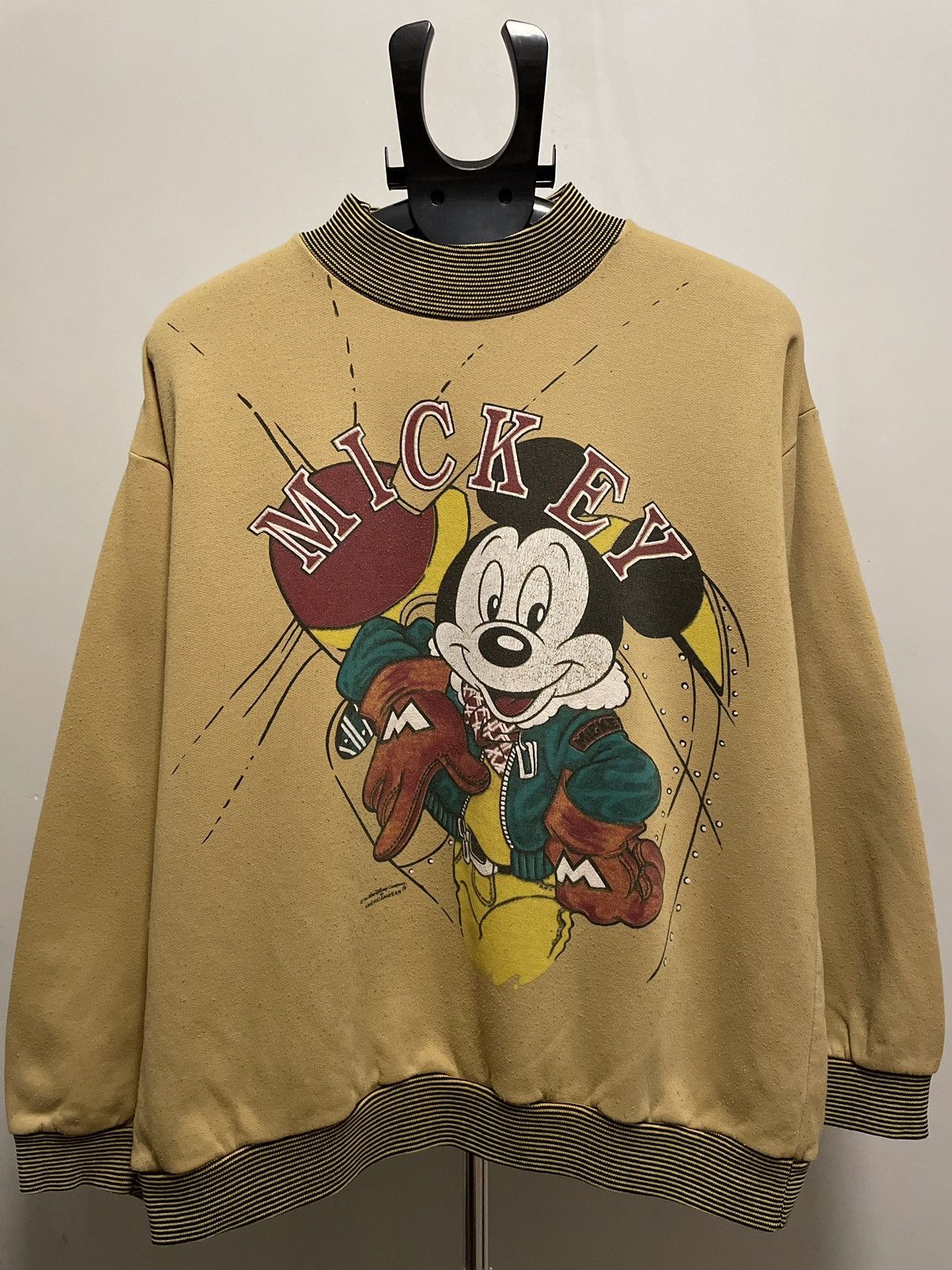 image of Disney x Mickey Mouse Vintage Baggy 90's Mickey Mouse Sweatshirt in Mustard, Men's (Size Medium)