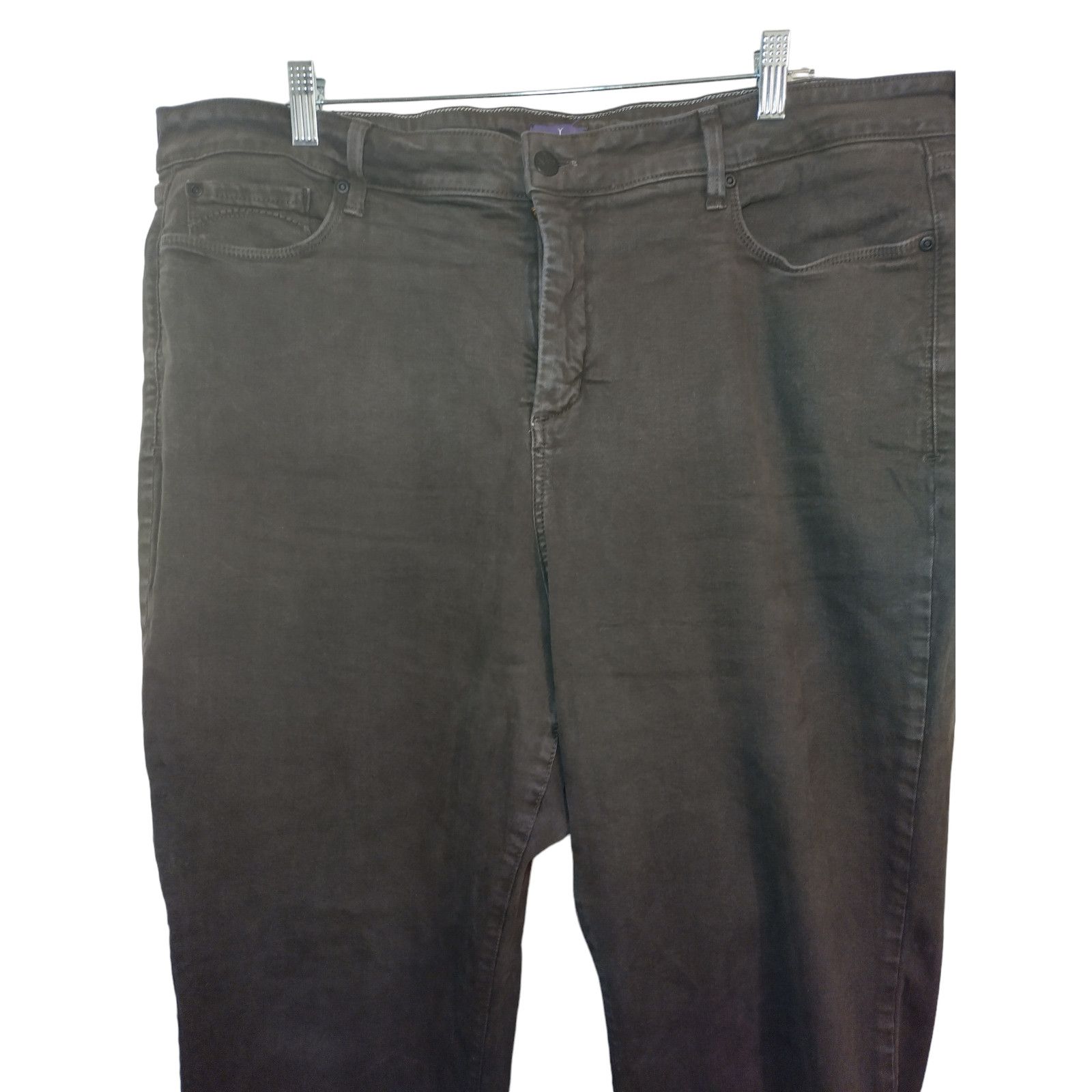 NYDJ NYDJ Womens Straight Leg Jeans Stretch Brown Size 20W Size 40" / US 18 - 2 Thumbnail