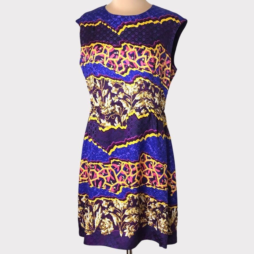 Peter Pilotto Peter Pilotto Sleeveless Dress 10 Silk Purple Gold Pink Abst Size L / US 10 / IT 46 - 2 Thumbnail