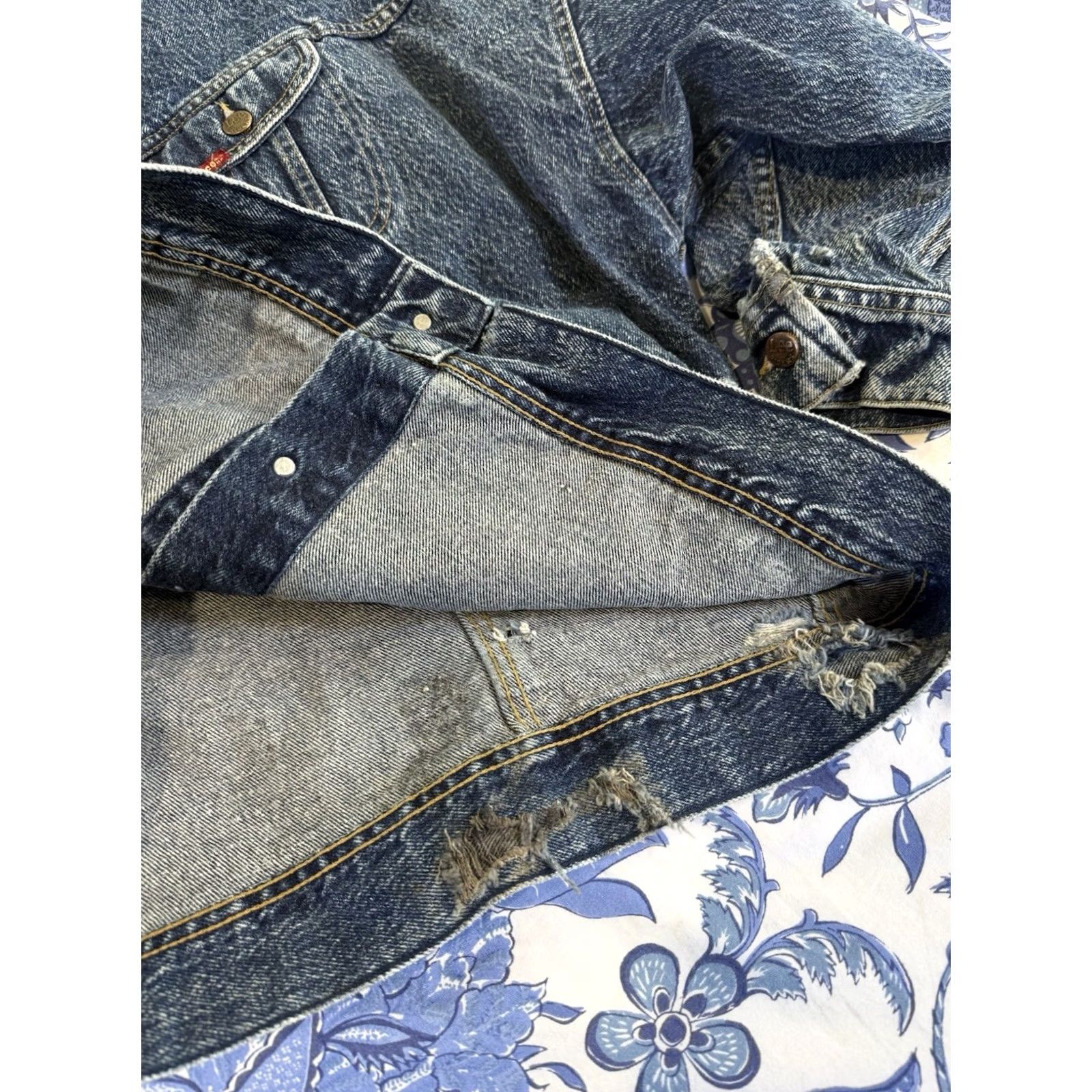 Lee VINTAGE Lee Denim Jacket USA 80s Men’s Medium Blue Denim Jacket Men Size US 31 - 6 Thumbnail