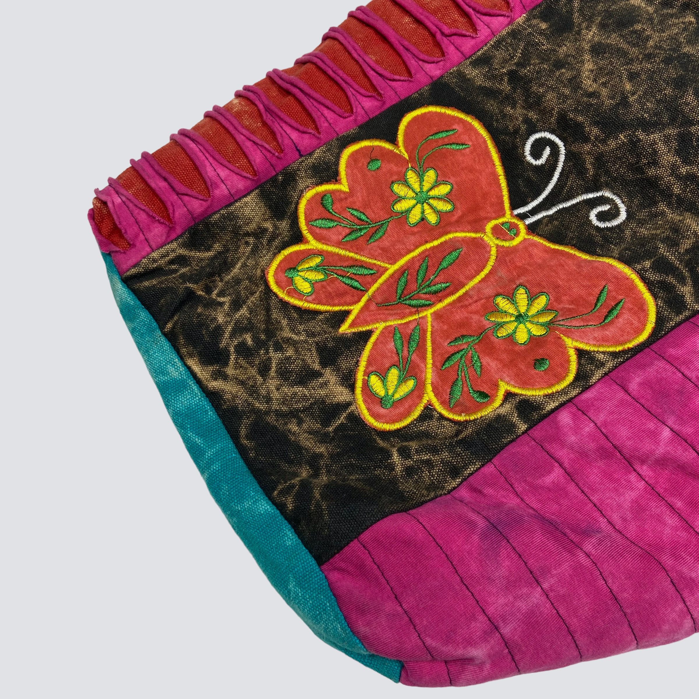 Vintage REWORKED LSD BUTTERFLY HANDMADE 1990s RASTA BAG - № 6035 Size ONE SIZE - 2 Thumbnail