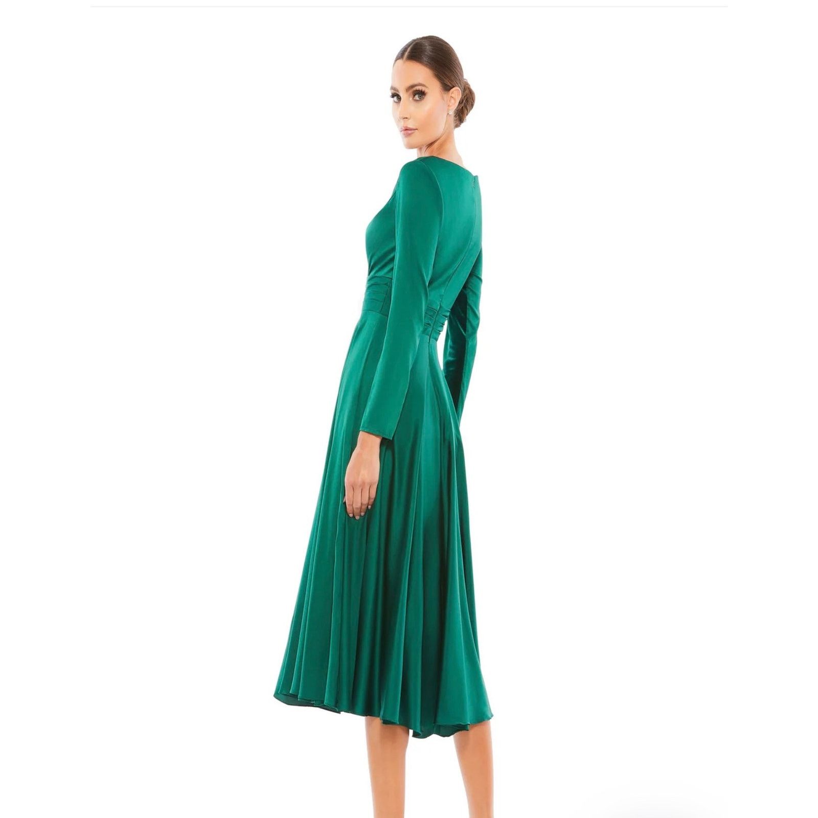 red long sleeve short dress Thats So Fetch | Marcia | ever BRYM|Glittery Empire Waist Color:Black-Gold Twist Detail Neck Polyester/Spandex