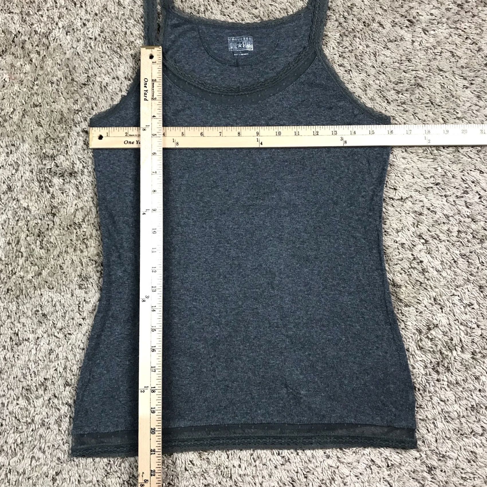 Converse Converse All Star Gray Tank Top Womens L Lace Trim Ribbed Flattering Fit Casual College Grunge School Classic Tagless Womens) Size L / US 10 / IT 46 - 6 Thumbnail