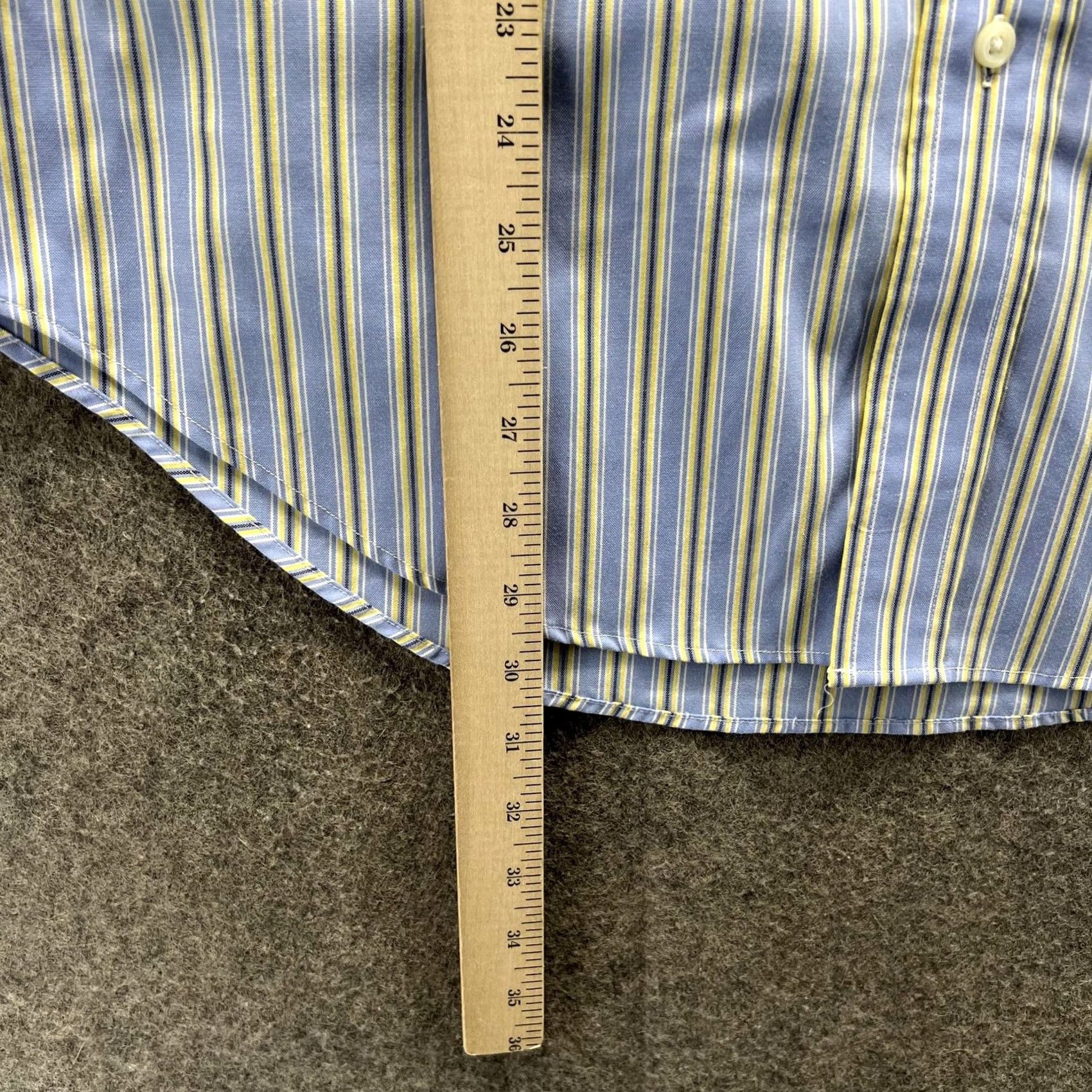 Ralph Lauren Lauren Ralph Lauren Dress Shirt Mens 16 32/33 Blue Stripe Non-Iron Cotton Shirt Mens Long Sleeve Button-Down Casual Business Size 42R - 6 Thumbnail