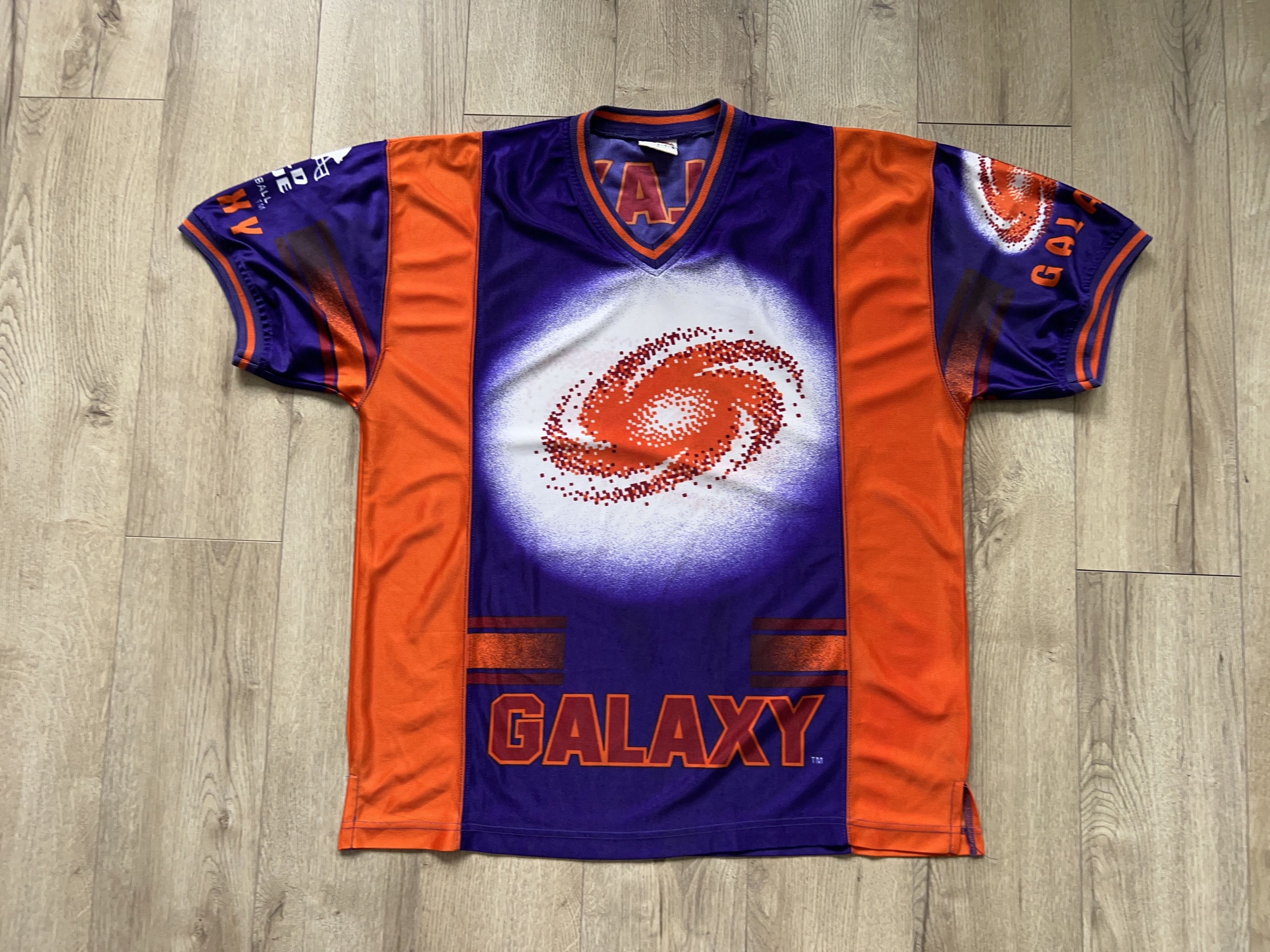 NFL × Vintage Frankfurt Galaxy Nutmeg Mills American Football Jersey Size US L / EU 52-54 / 3 - 1 Thumbnail