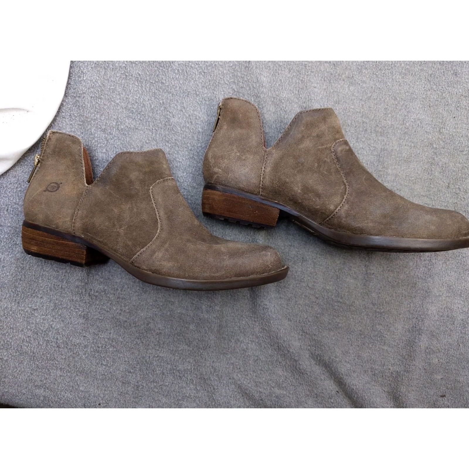 Born Born Boots Womens Size 7.5M Brown Suede Ankle Zip Booties Block Heel Casual Size US 8 / IT 38 - 2 Thumbnail