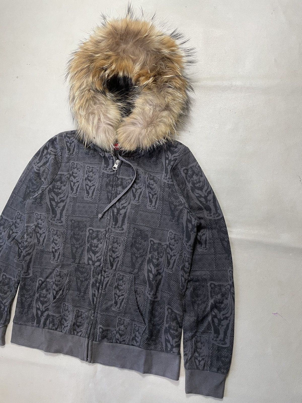 In The Attic Ivana helsinki Zip Fur Hoodie Tiger Printed ifsix style Size L / US 10 / IT 46 - 2 Thumbnail