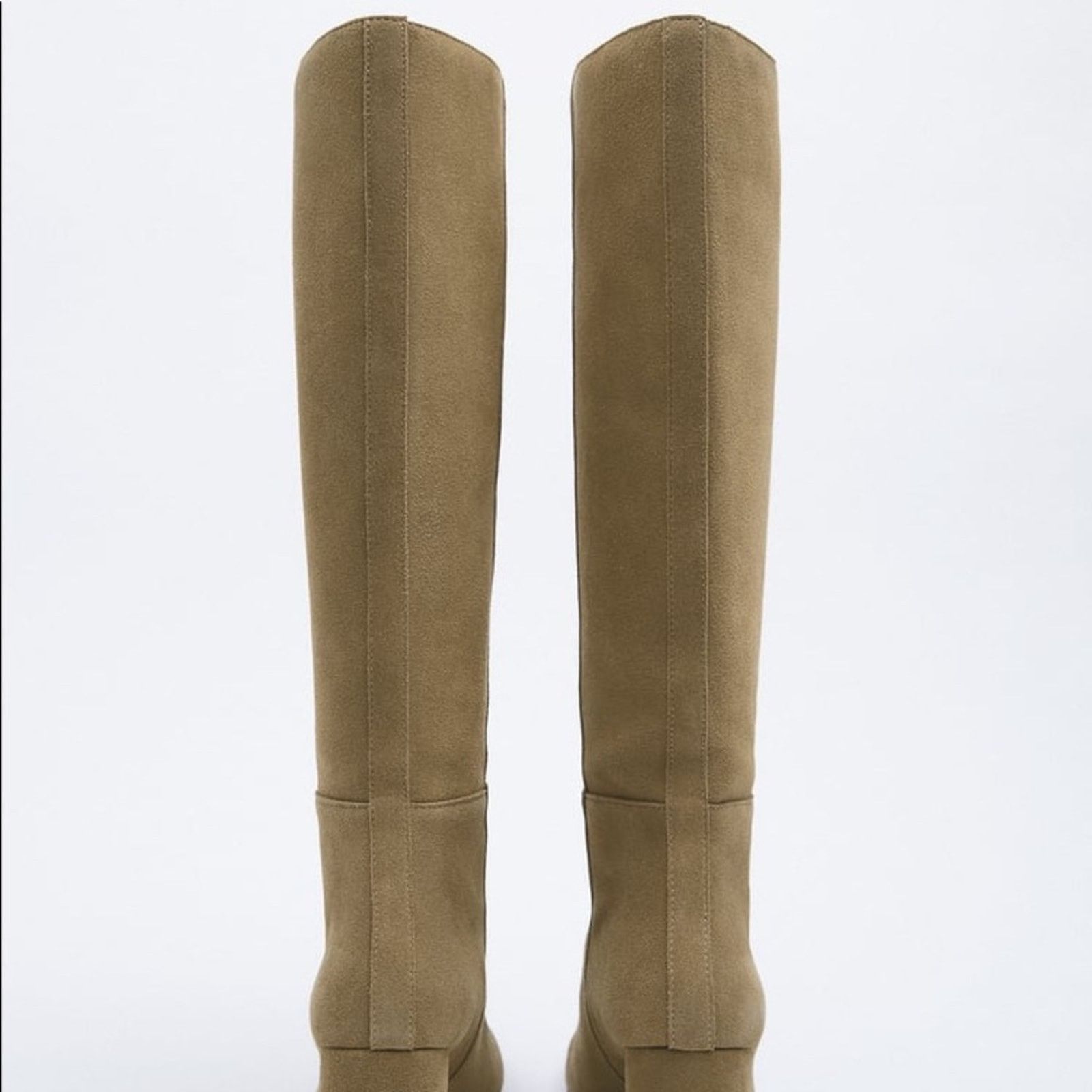 Zara ZARA HEELED SPLIT LEATHER KNEE HIGH BOOTS Size US 9 / IT 39 - 7 Thumbnail