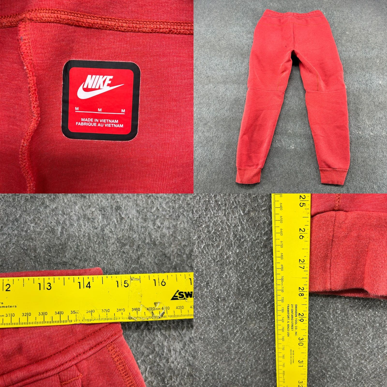 Nike VINTAGE? Nike Pants Mens M Red Sweat Jogger Tech Fleece Pockets Drawstring Swoosh Cotton Size US 31 - 8 Thumbnail