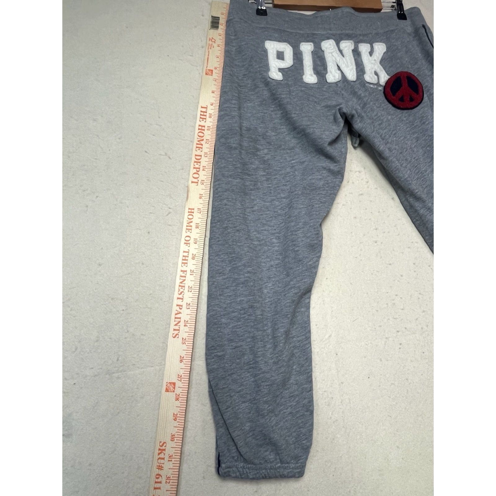 Vintage VINTAGE Pink Victoria's Secret Sweatpants Womens Pants S Pink Peace Sign Cotton Drawstring Bootcut Casual Size 28" / US 6 / IT 42 - 6 Thumbnail