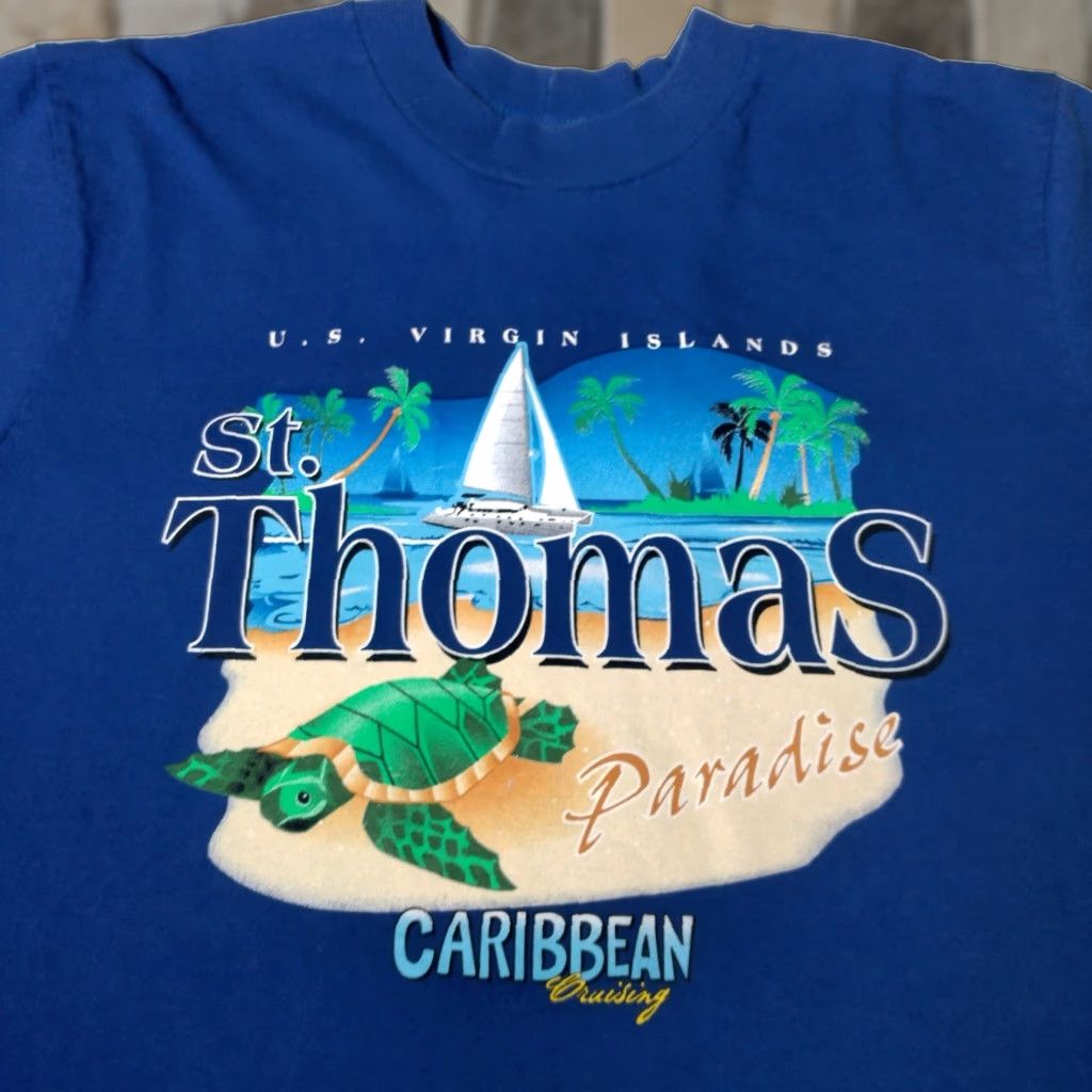 Vintage VINTAGE Galapago T-Shirt US Virgin Islands St. Thomas Blue Short Sleeve Crew Neck M Size US M / EU 48-50 / 2 - 1 Thumbnail