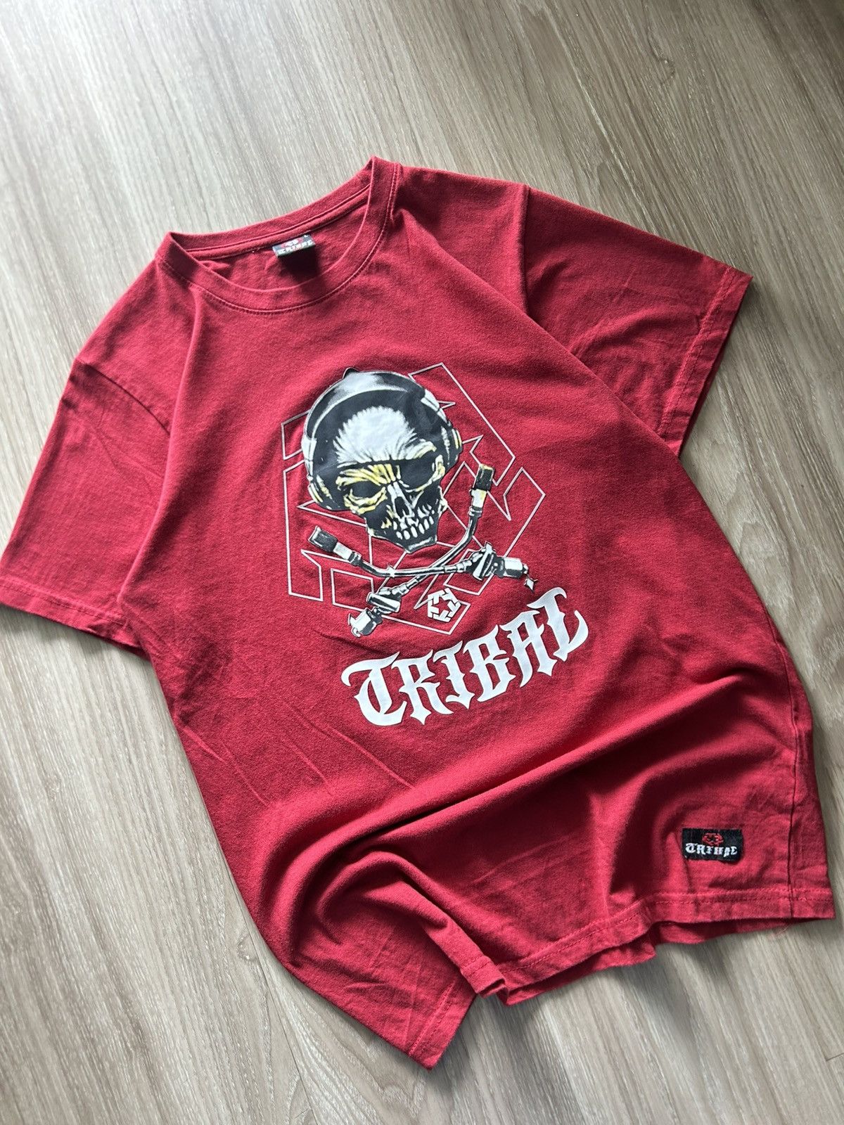 Tribal Streetwear Vintage Tribal Gear T-Shirt Y2K DJ Skull Graphic Streetwear Size US L / EU 52-54 / 3 - 4 Thumbnail