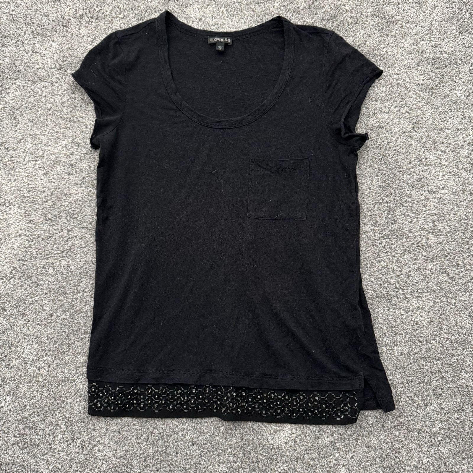 Express Express Top Womens S Chic Sparkly Edgy Beaded Embellished Size S / US 4 / IT 40 - 1 Thumbnail