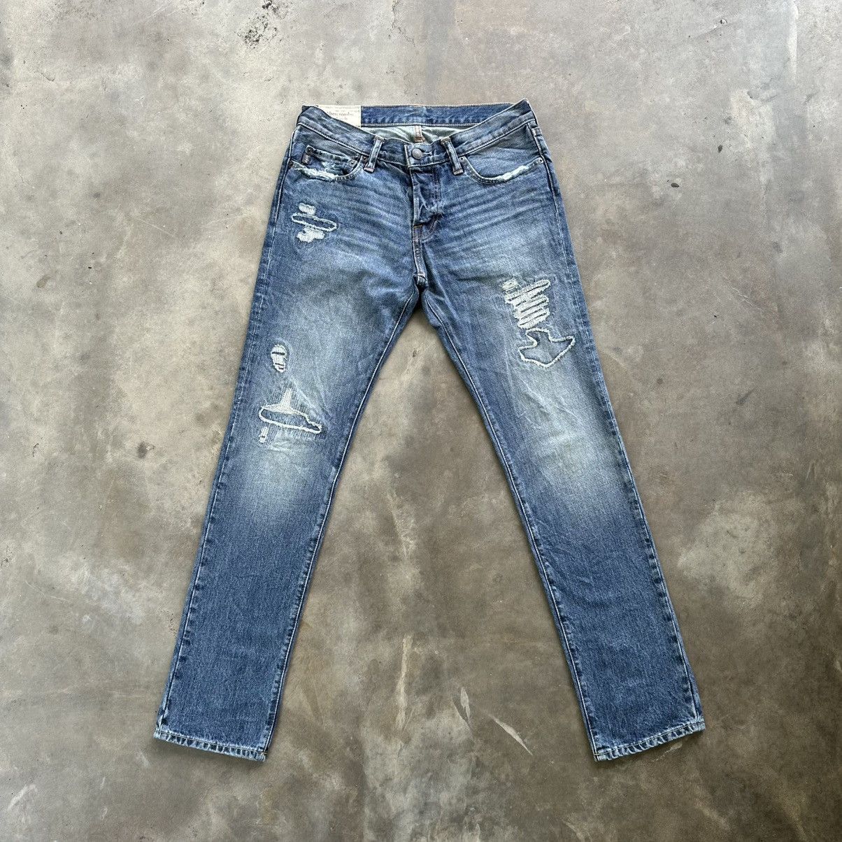 Japanese Brand Vintage Abercrombie & Fitch Distress Faded Denim Jean Pant Size US 31 - 1 Thumbnail