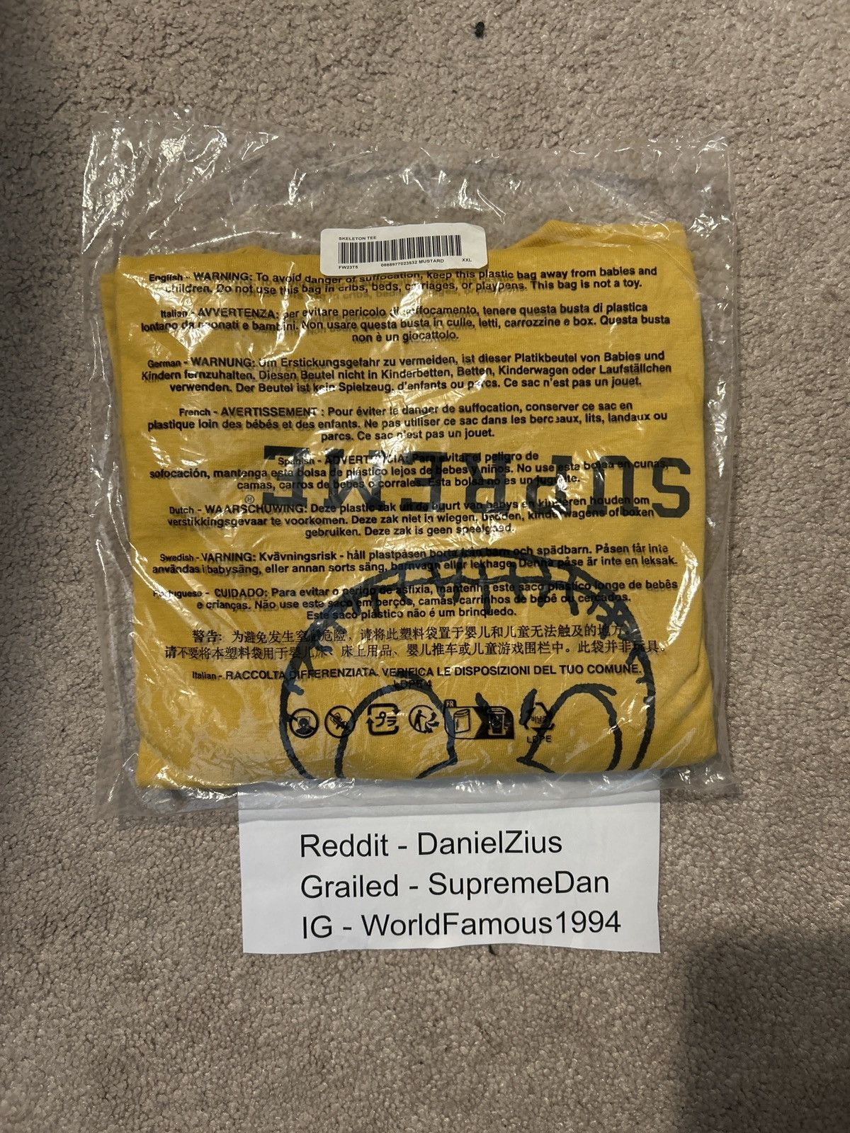 Supreme Supreme Skeleton Tee 'Mustard' Size US XXL / EU 58 / 5 - 2 Thumbnail