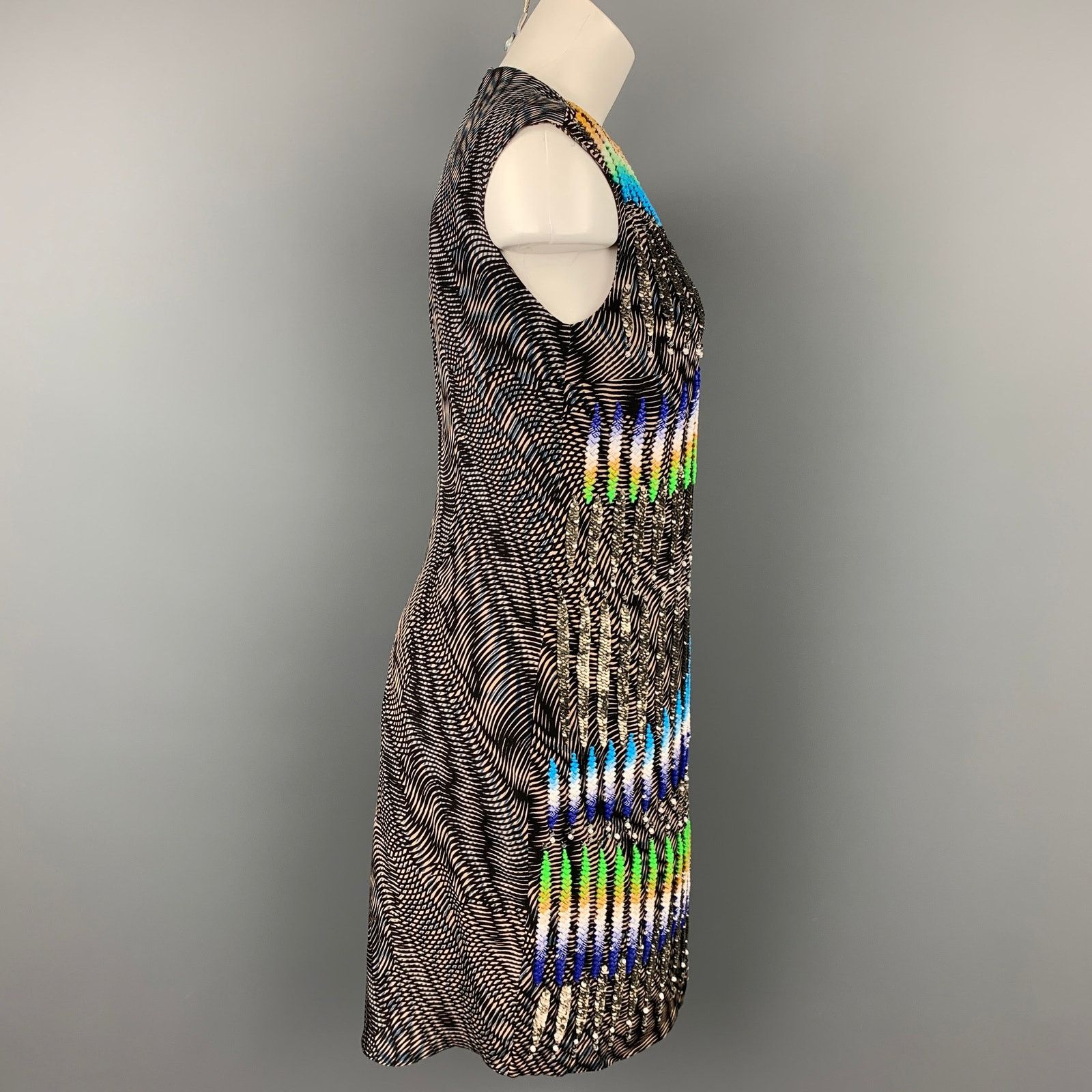 Peter Pilotto Size 6 Multi-Color Sequined Beaded Silk Shift Dress Size M / US 6-8 / IT 42-44 - 3 Thumbnail