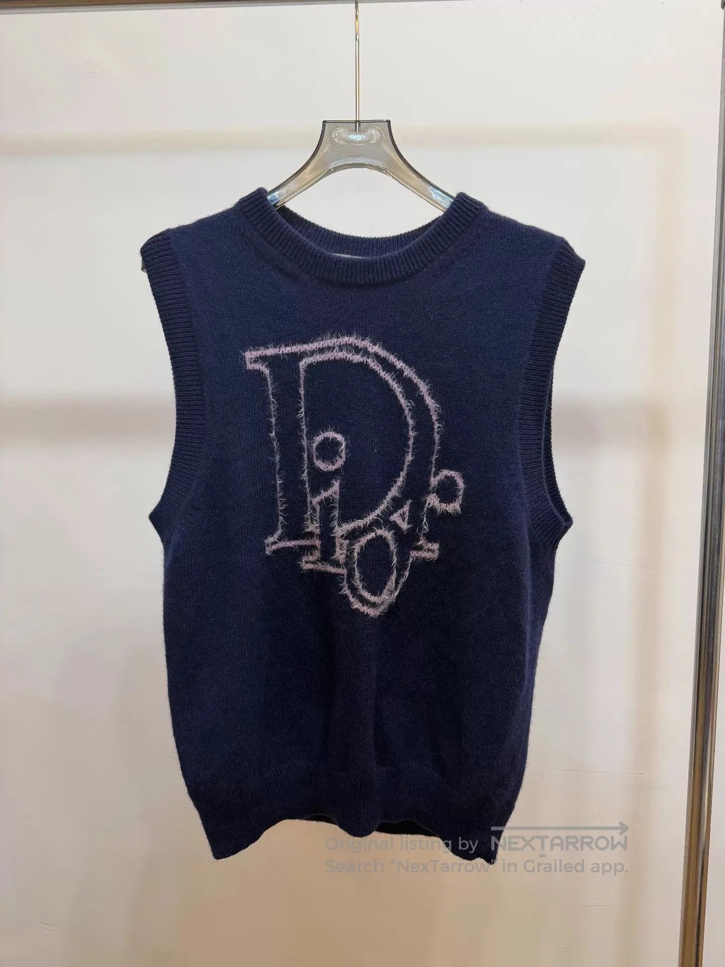 Dior Blue Sleeveless Knit Vest with Embroidered Design. Size US L / EU 52-54 / 3 - 1 Thumbnail